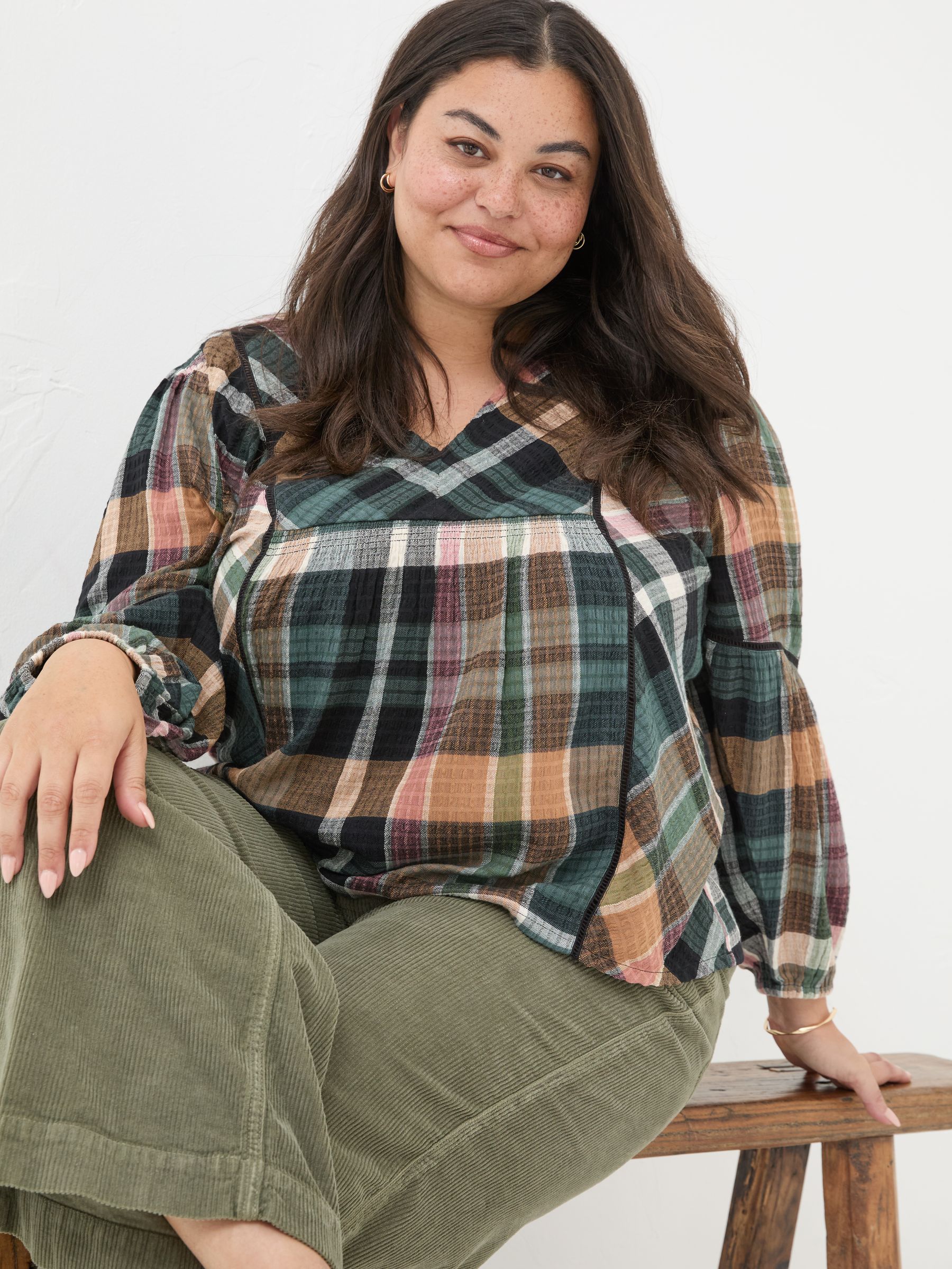 Multi Lara Check Blouse - Image 8 of 10
