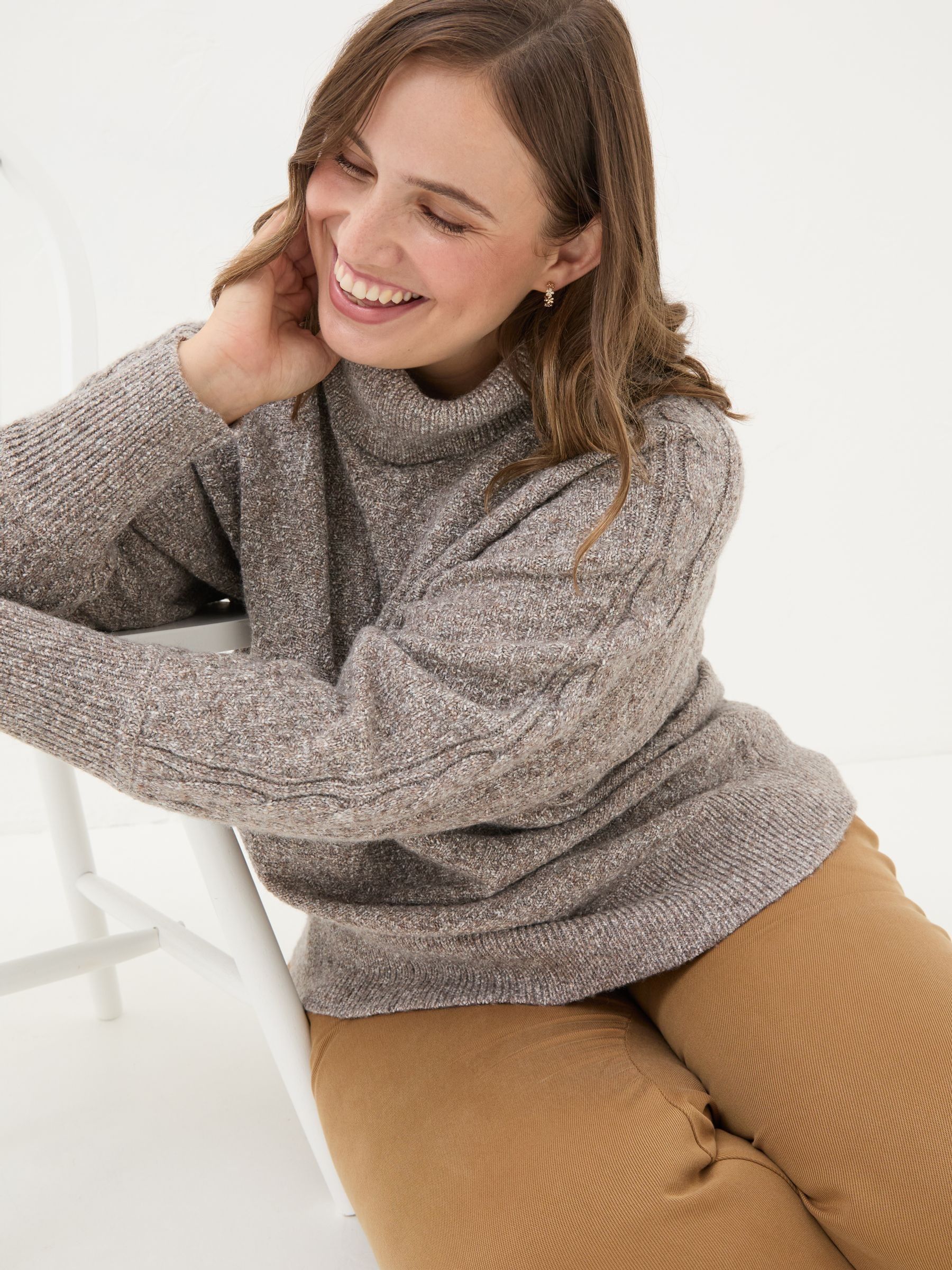 Light Brown Amara Roll Neck Knitted Jumper - Image 11 of 12
