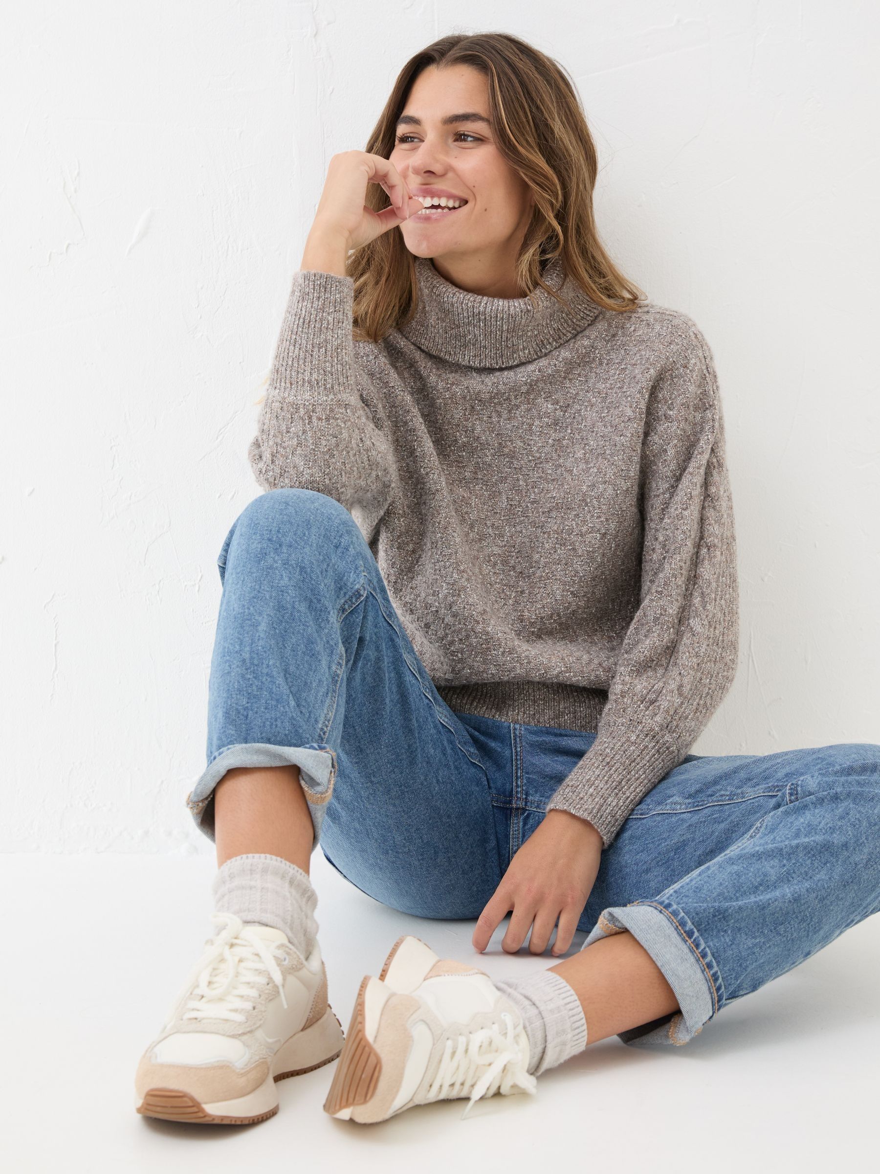 Light Brown Amara Roll Neck Knitted Jumper - Image 4 of 12