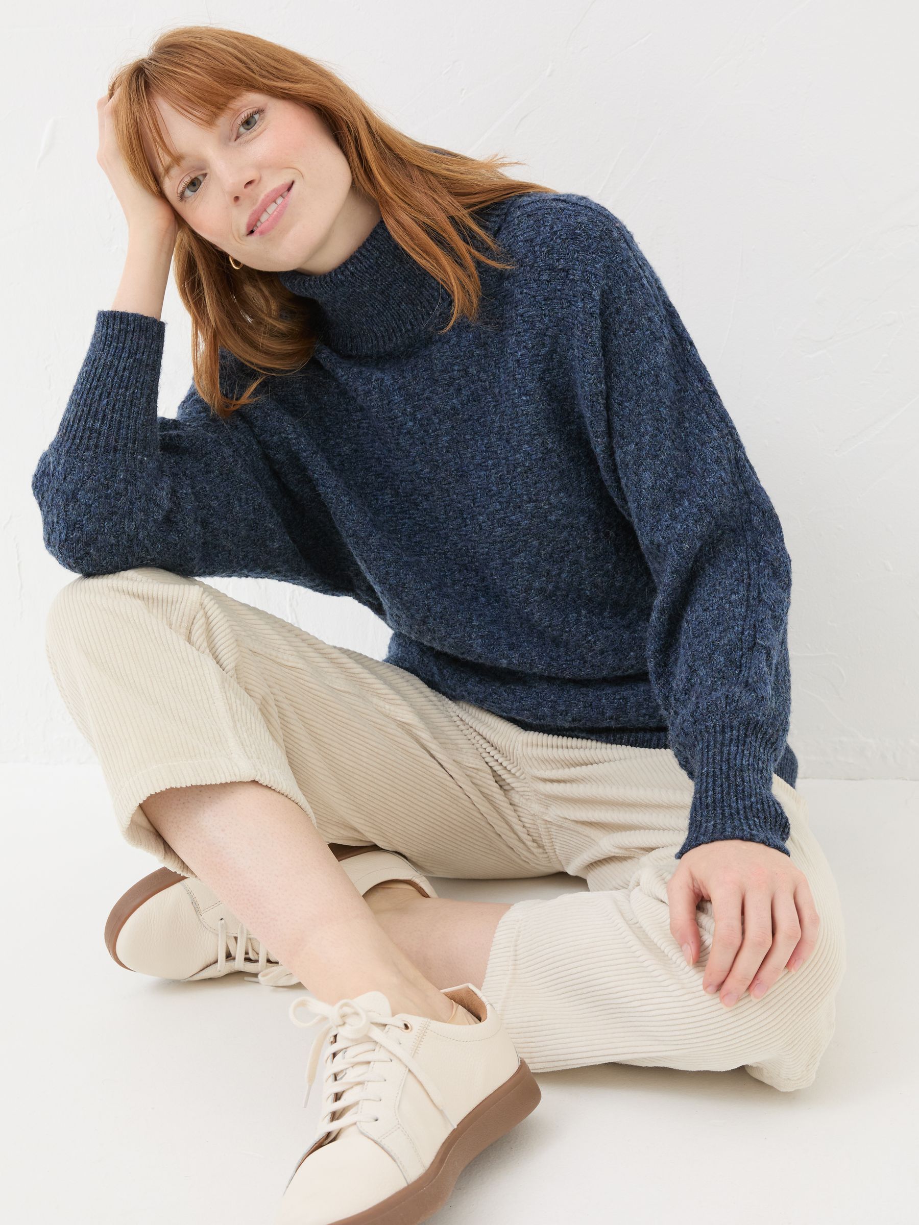 Navy Amara Roll Neck Knitted Jumper - Image 3 of 5