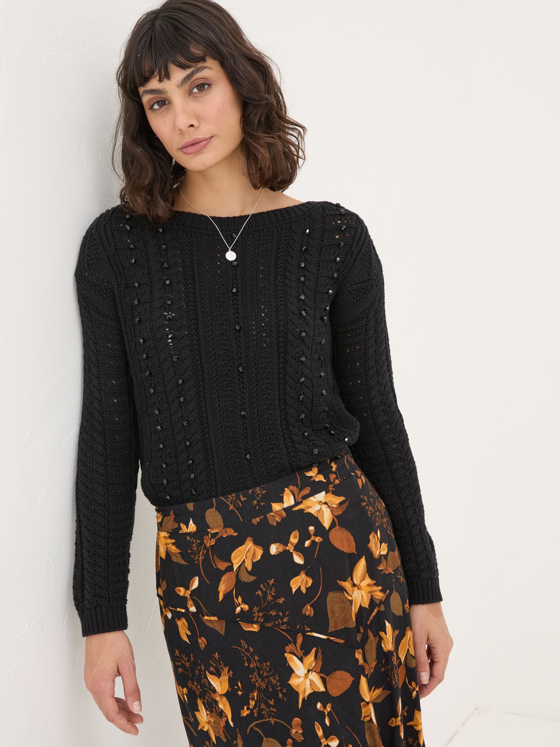 Black Dark Skies Damson Beaded Jumper - Image 1 of 6