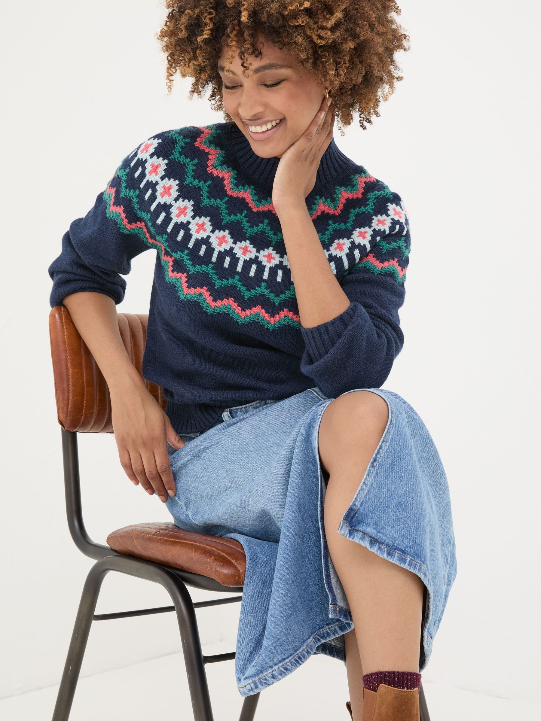 Navy Emma Fairisle Pattern Jumper - Image 4 of 7