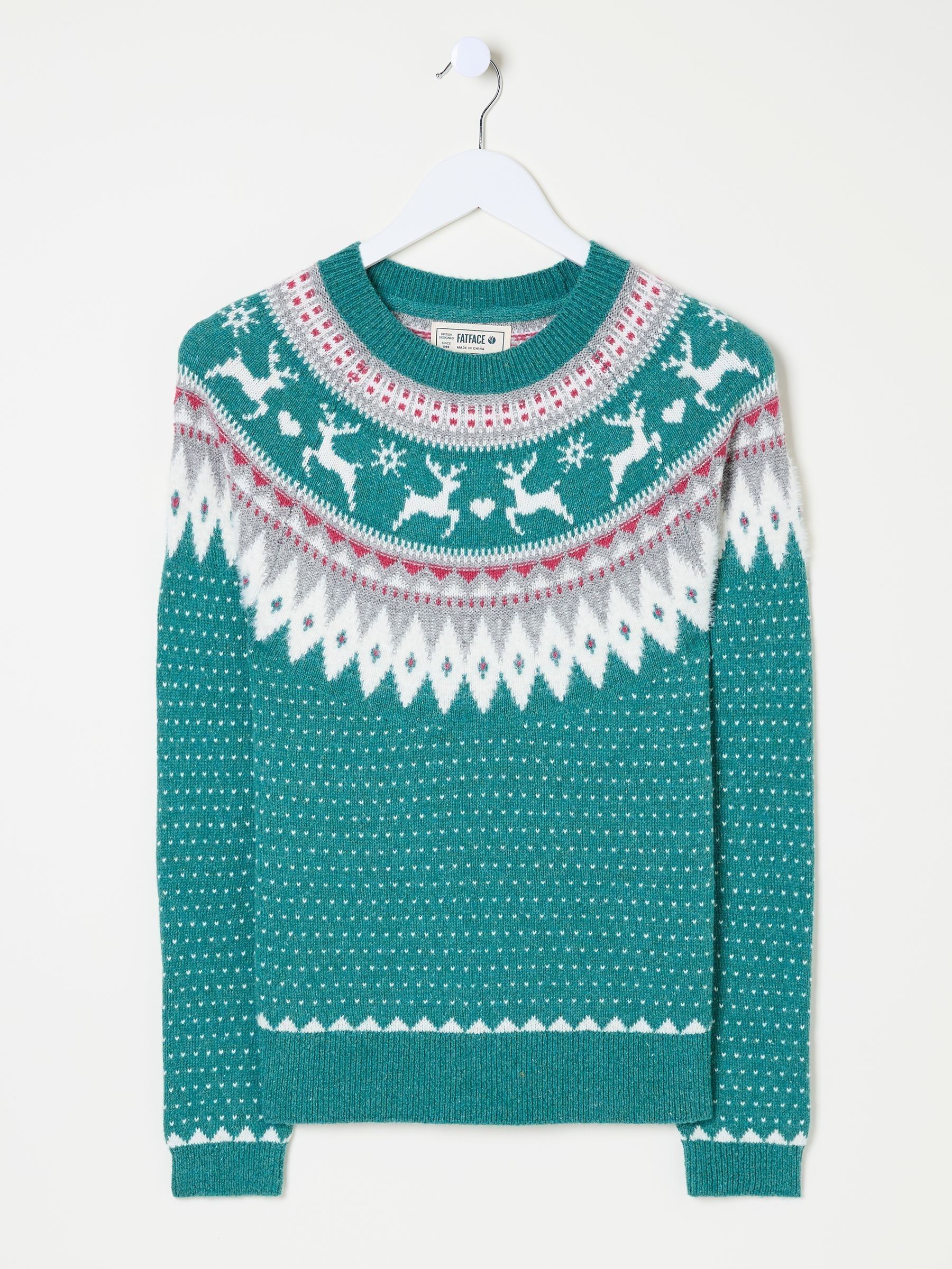 Reindeer Yoke Teal Blue Jumper - Image 6 of 6