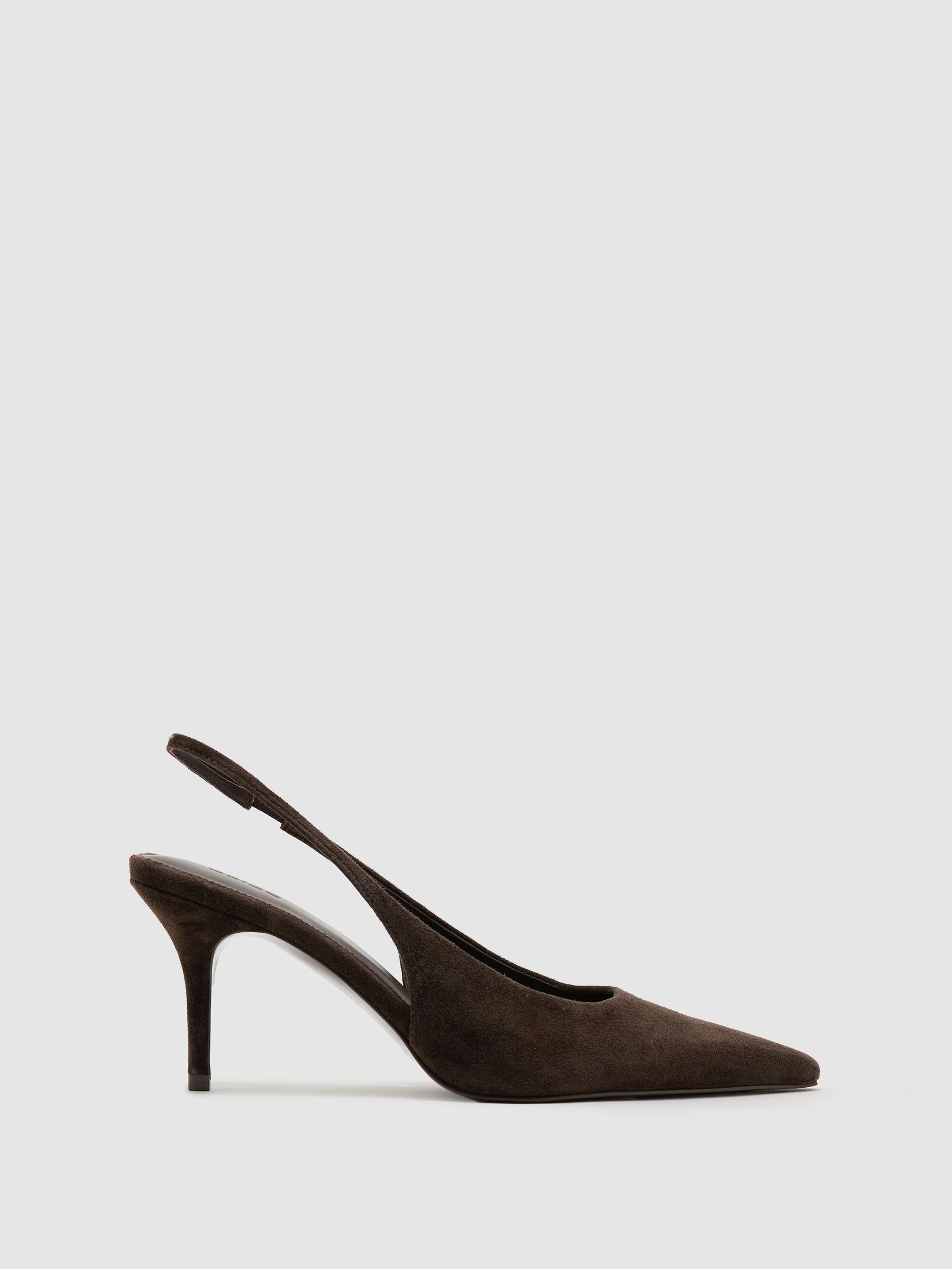 Suede Slingback Mid-Heel Court Shoes in Dark Chocolate - Image 2 of 6 Suede Slingback Mid-Heel Court Shoes in Dark Chocolate - Image 2 of 6