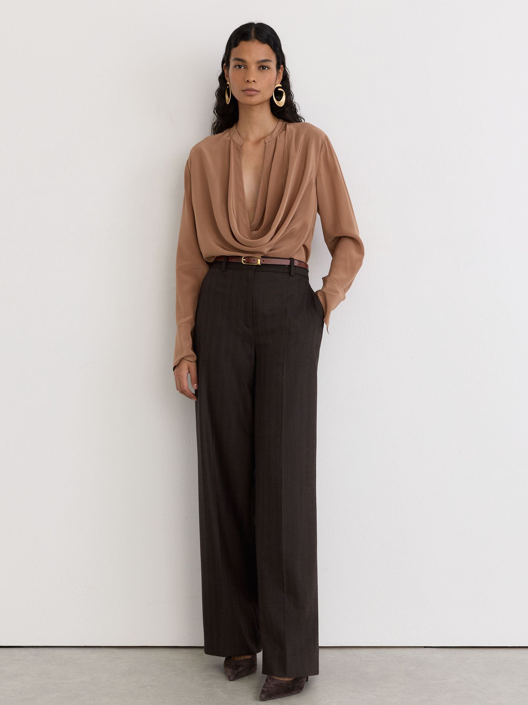 Suede Slingback Mid-Heel Court Shoes in Dark Chocolate - Image 4 of 6