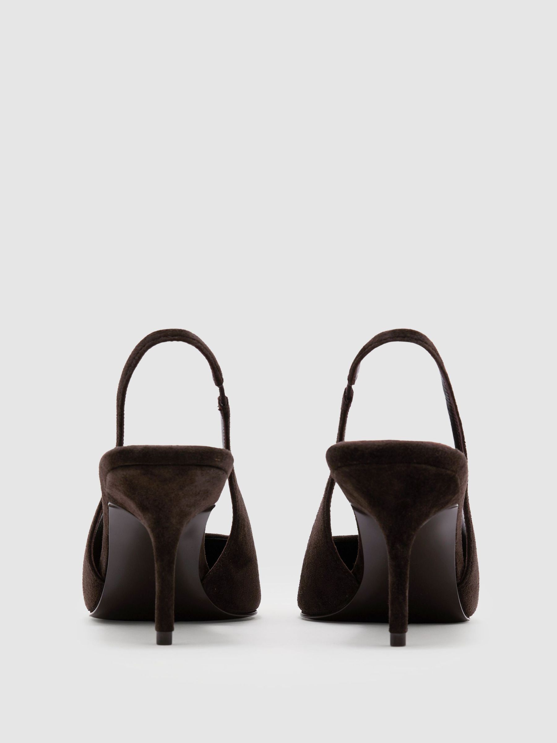 Suede Slingback Mid-Heel Court Shoes in Dark Chocolate - Image 5 of 6
