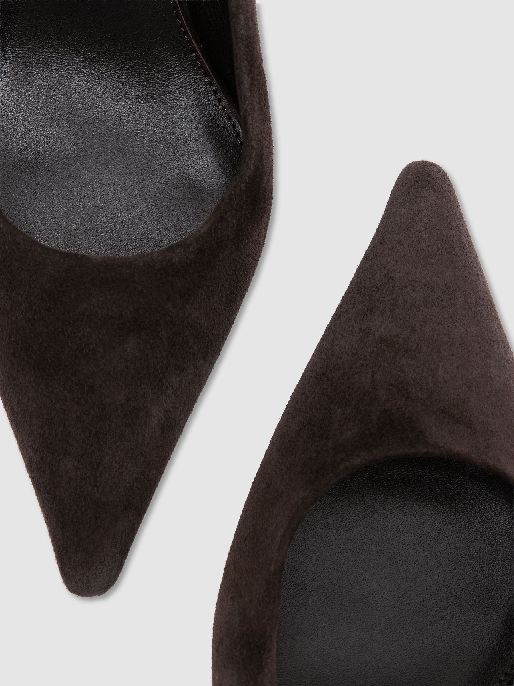 Suede Slingback Mid-Heel Court Shoes in Dark Chocolate - Image 6 of 6