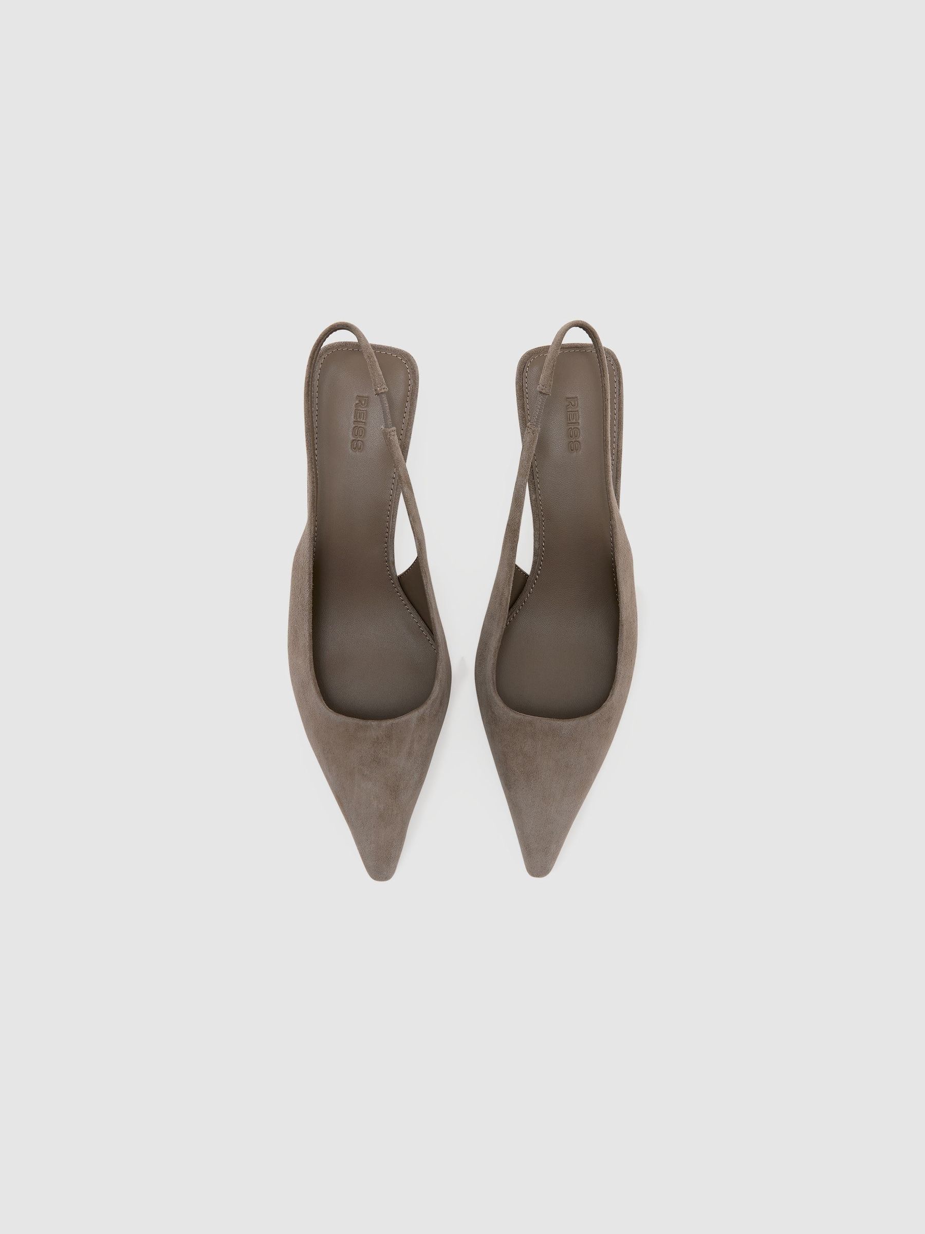 Suede Slingback Low-Heel Court Shoes in Taupe - Image 3 of 6