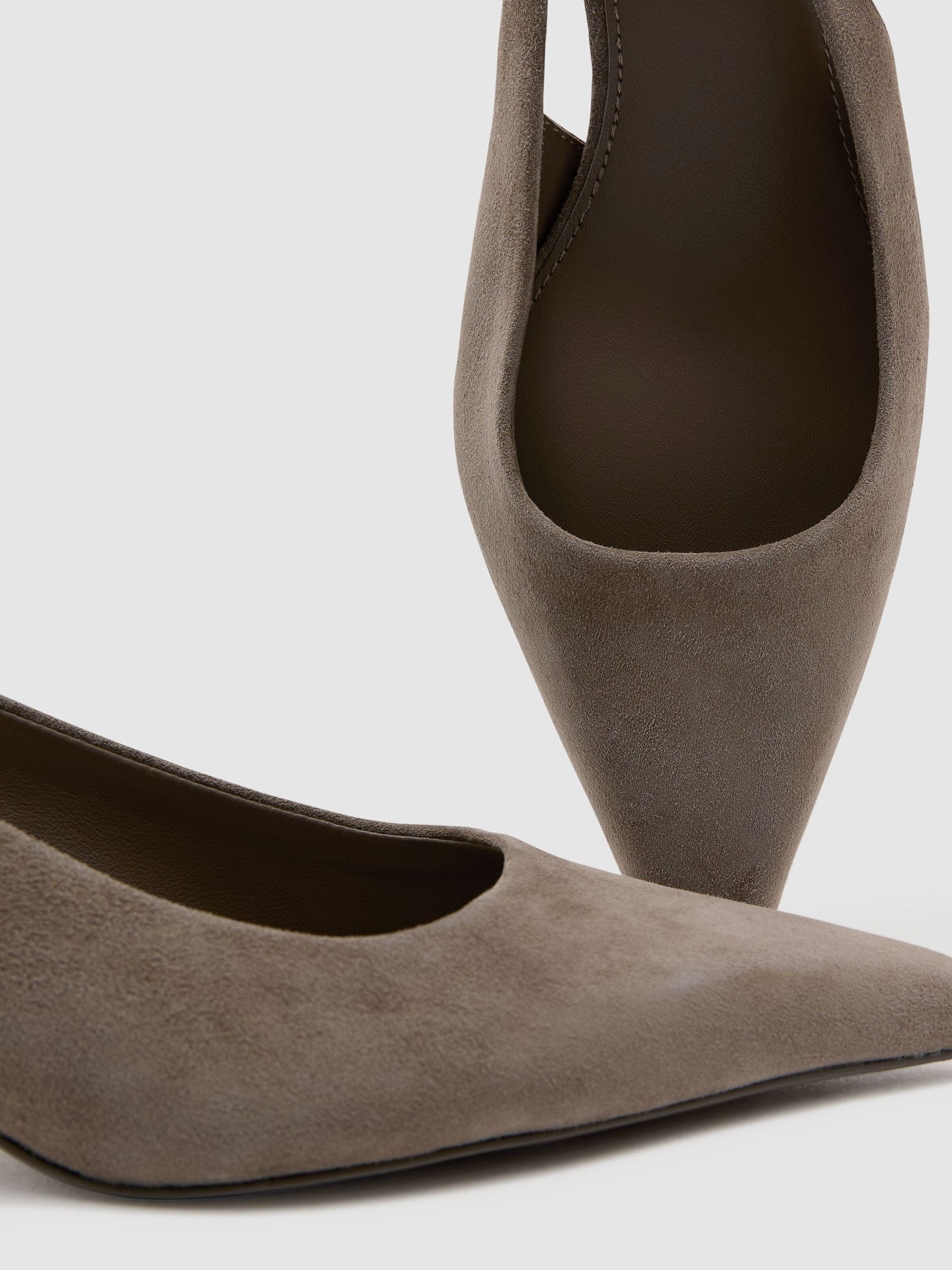 Suede Slingback Low-Heel Court Shoes in Taupe - Image 6 of 6
