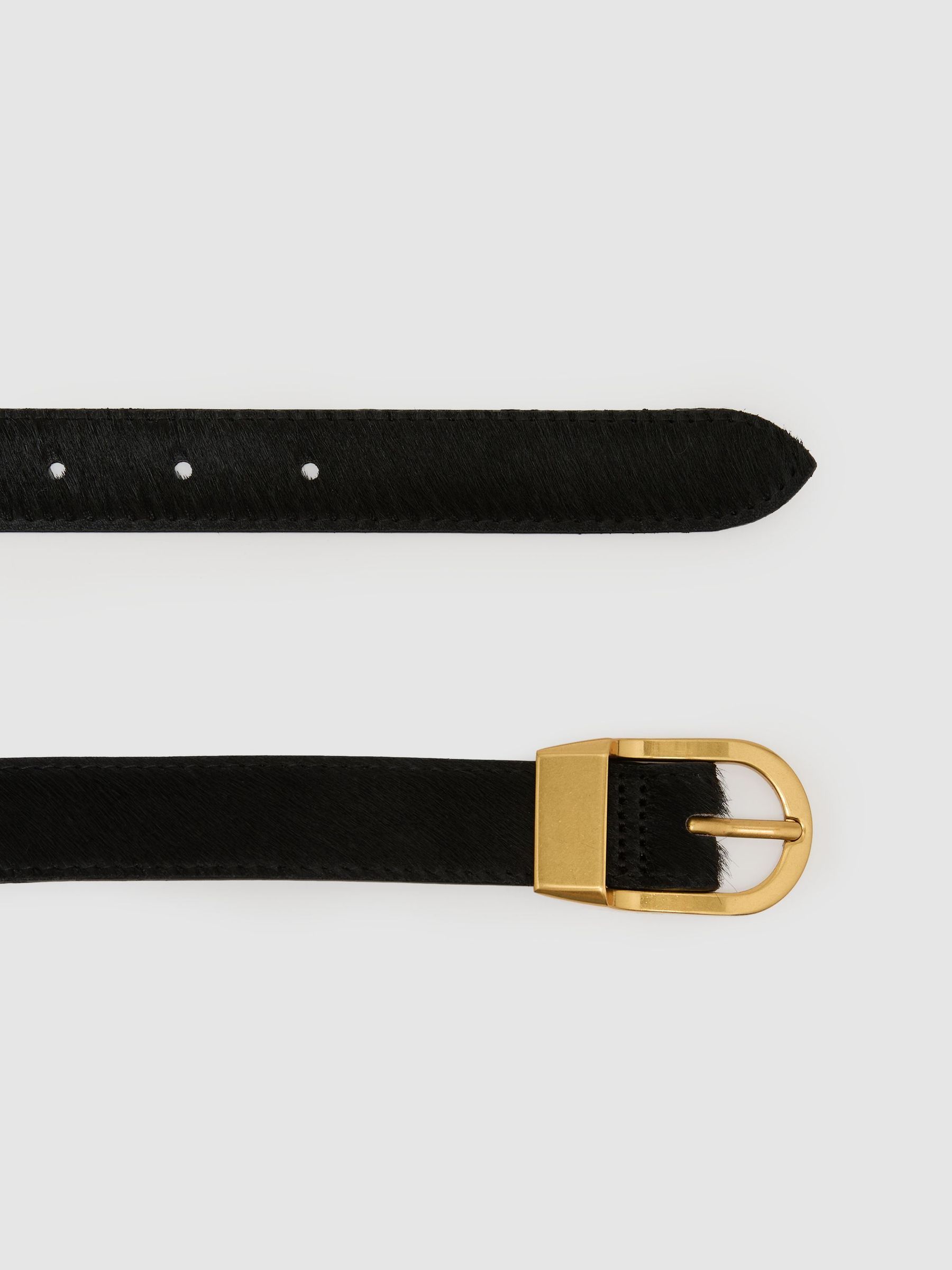 Pony Hair-Effect Leather Belt in Black - Image 4 of 6