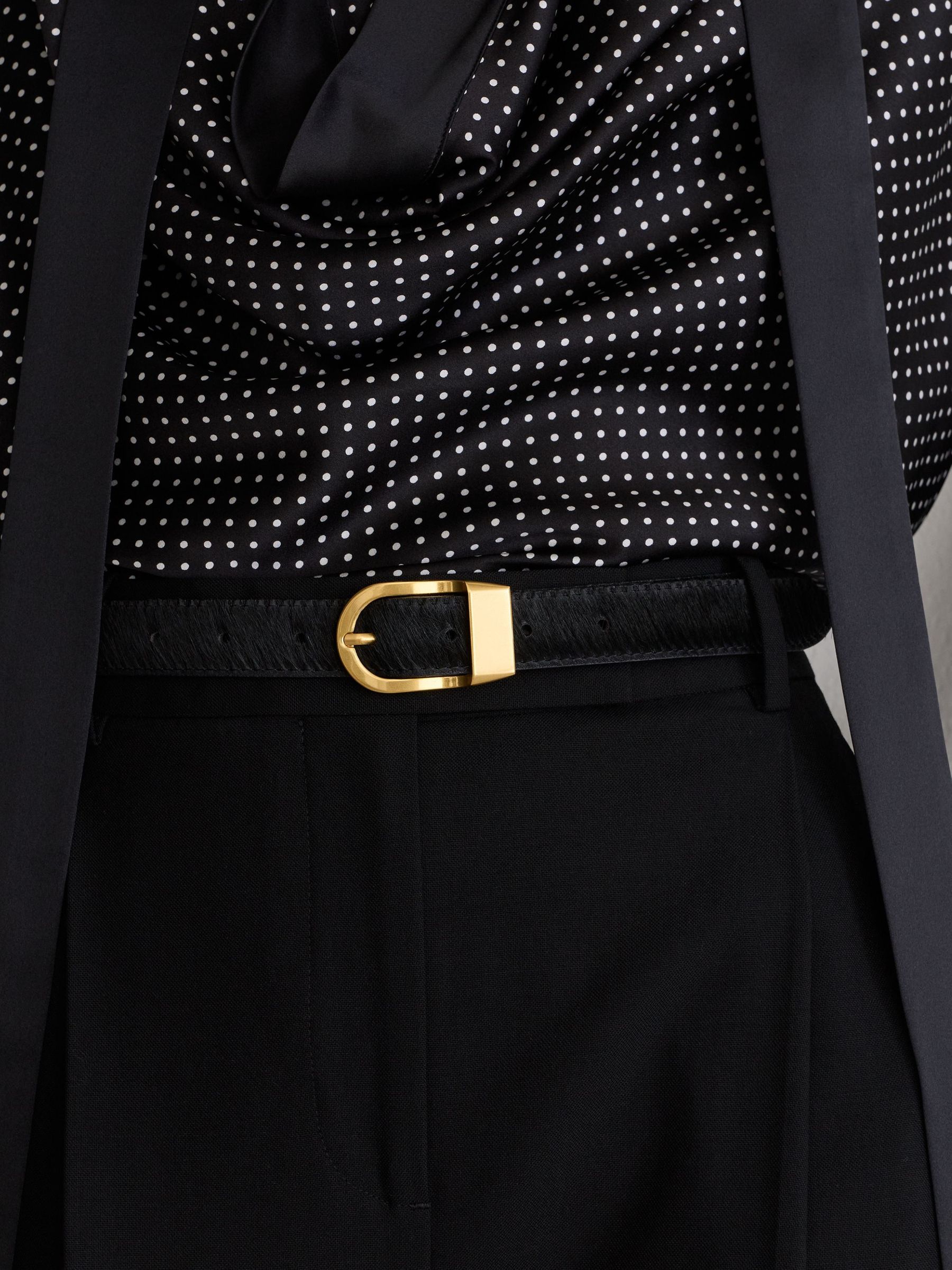 Pony Hair-Effect Leather Belt in Black - Image 6 of 6
