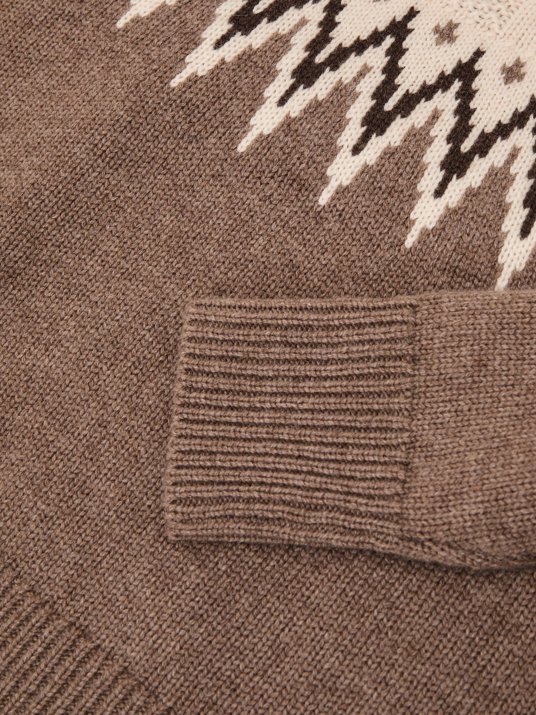 Wool-Cashmere Cable-Detail Fairisle Jumper in Neutral - Image 7 of 7