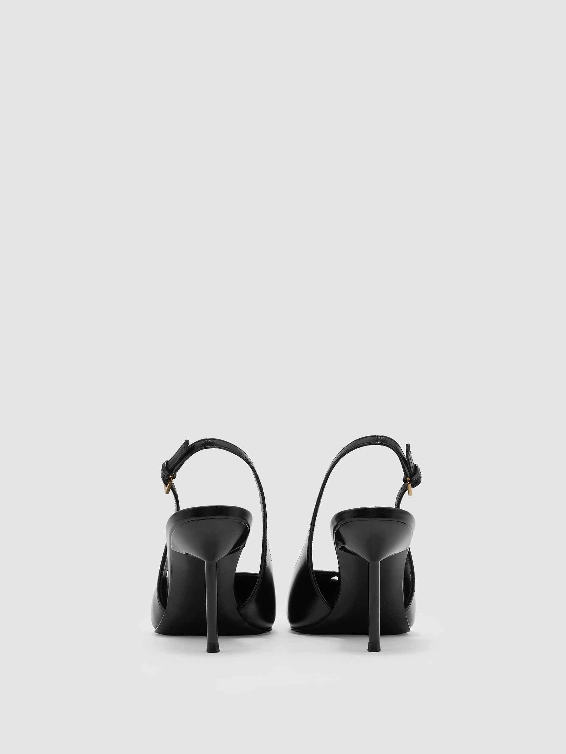Leather Hardware-Detail Mid-Heel Court Shoes in Black - Image 5 of 6