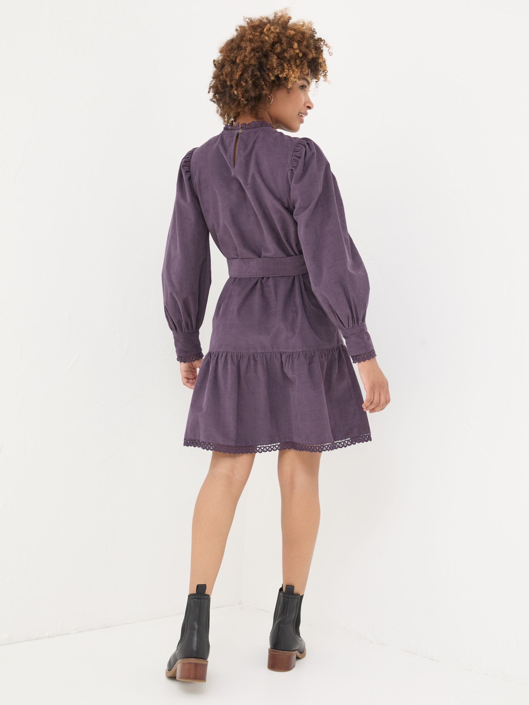 Dark Purple Adley Cord 100% Cotton Dress - Image 2 of 6