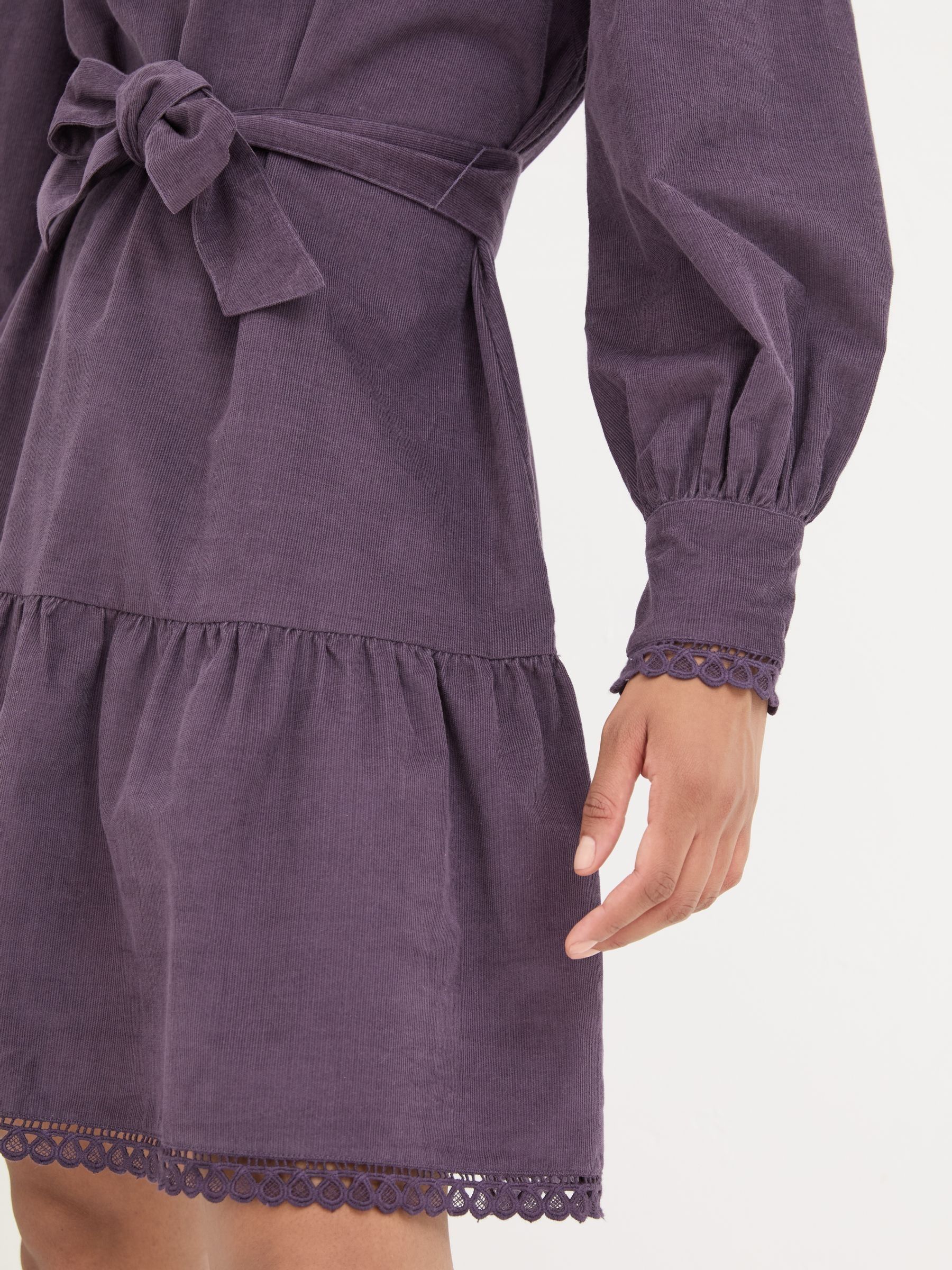 Dark Purple Adley Cord 100% Cotton Dress - Image 5 of 6