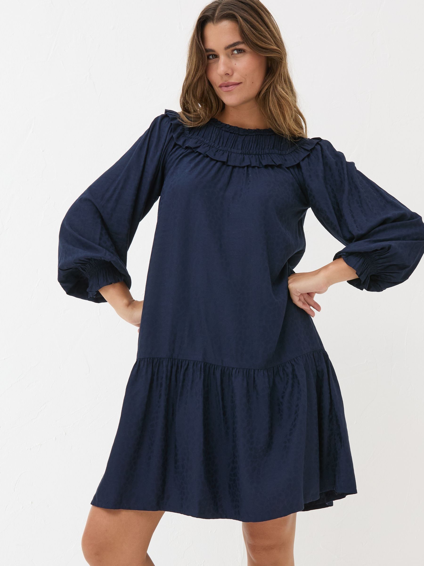 Dark Navy Mika Jacquard Dress - Image 3 of 12