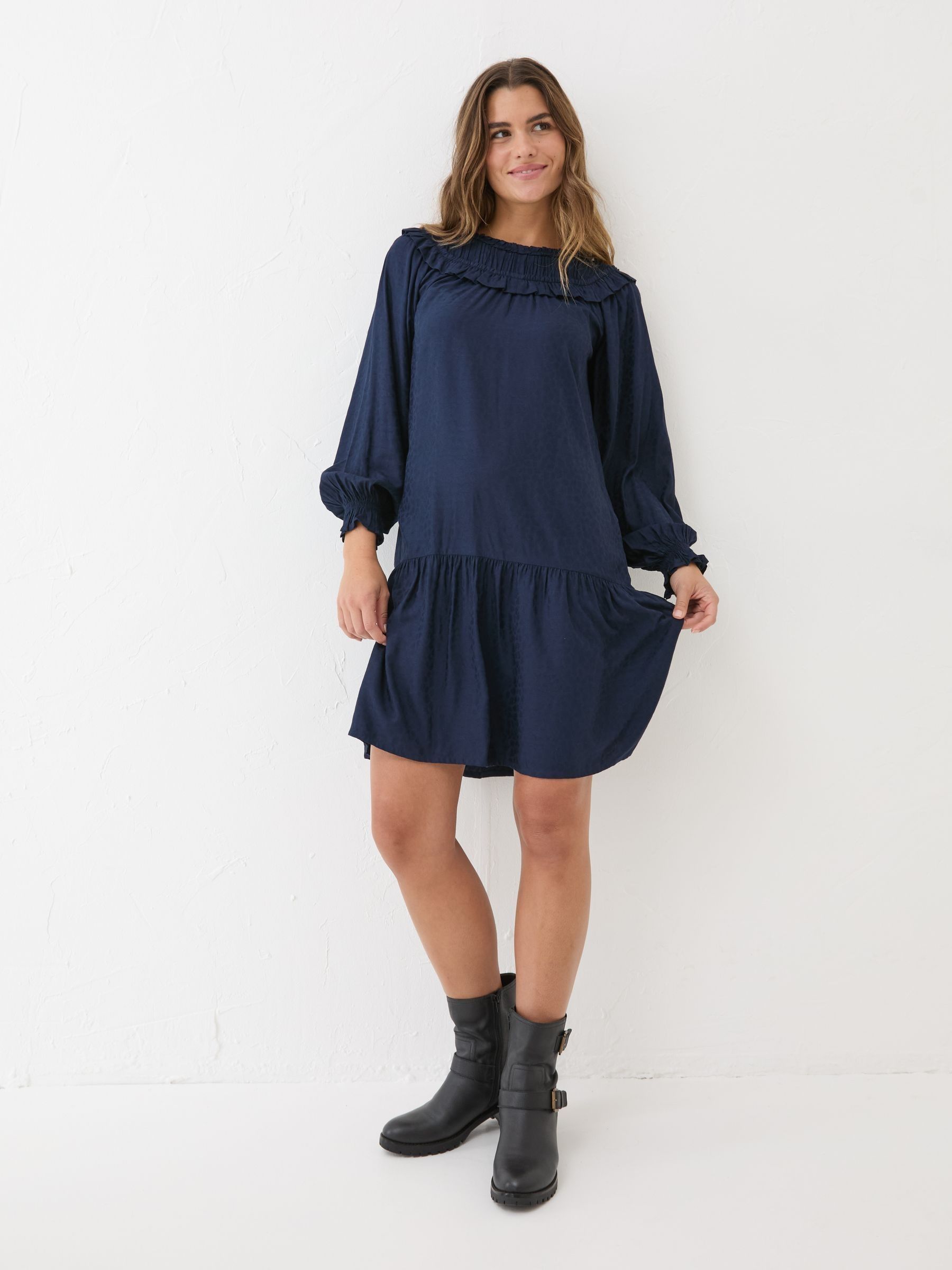 Dark Navy Mika Jacquard Dress - Image 6 of 12