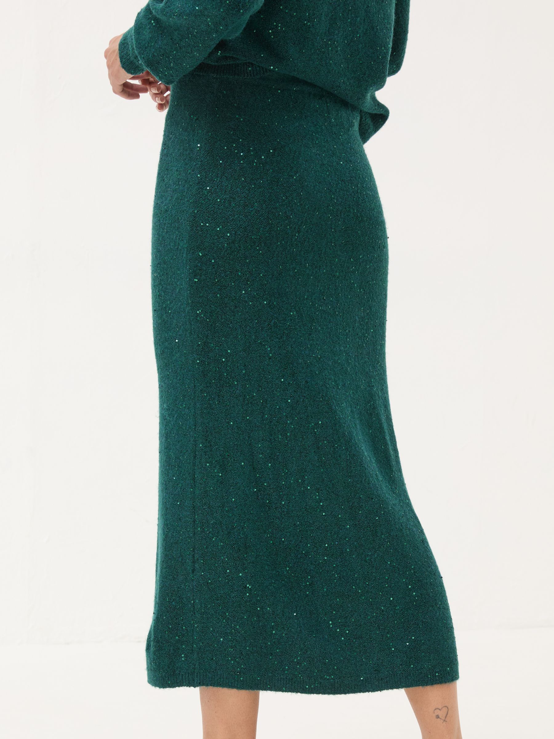 Teal Blue Sequin Knit Skirt - Image 2 of 6