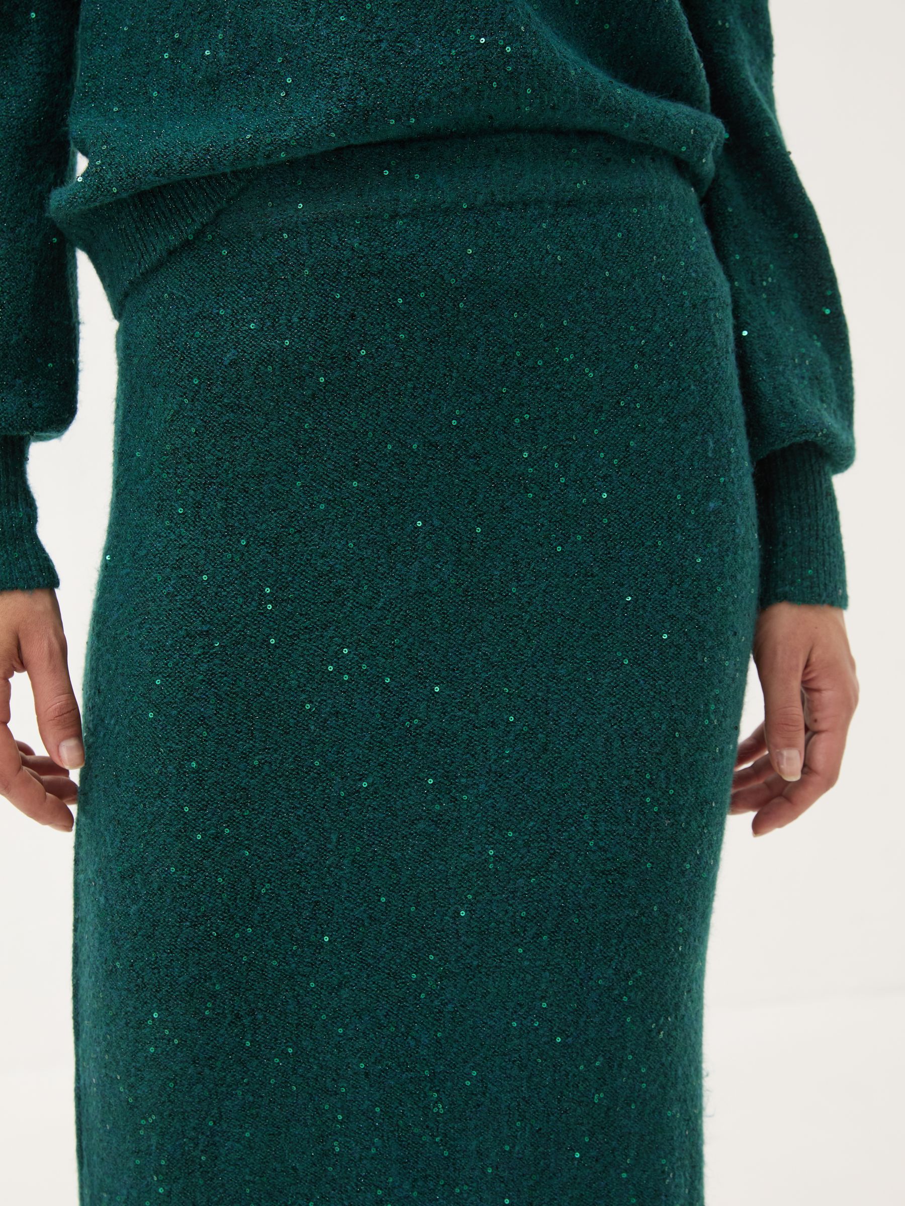 Teal Blue Sequin Knit Skirt - Image 4 of 6