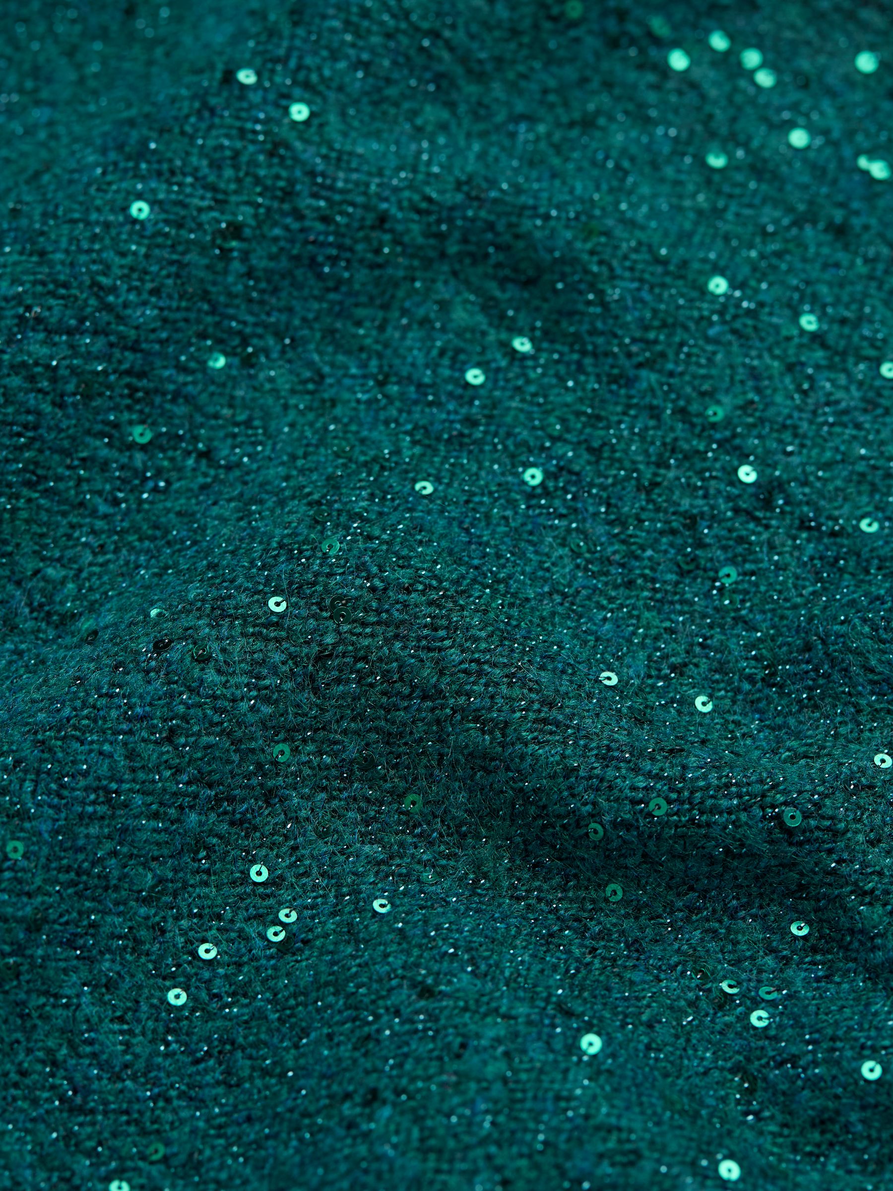 Teal Blue Sequin Knit Skirt - Image 6 of 6