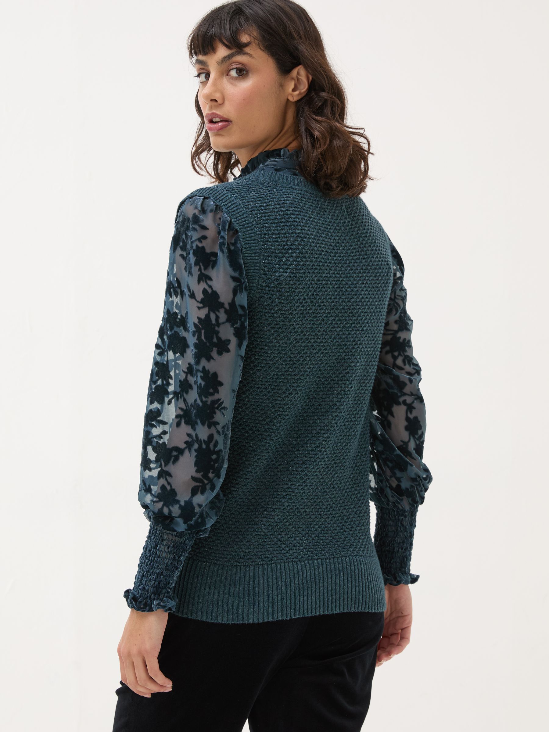 Dark Teal Hadley 2 in 1 Devore Jumper - Image 2 of 6