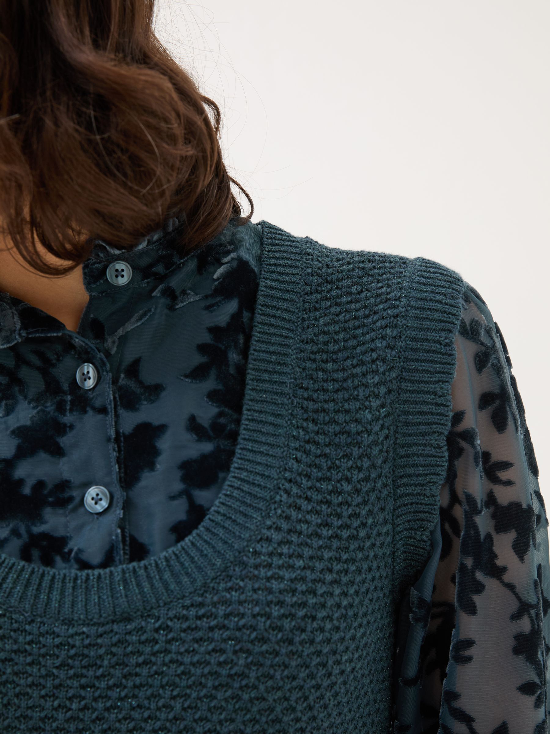 Dark Teal Hadley 2 in 1 Devore Jumper - Image 4 of 6