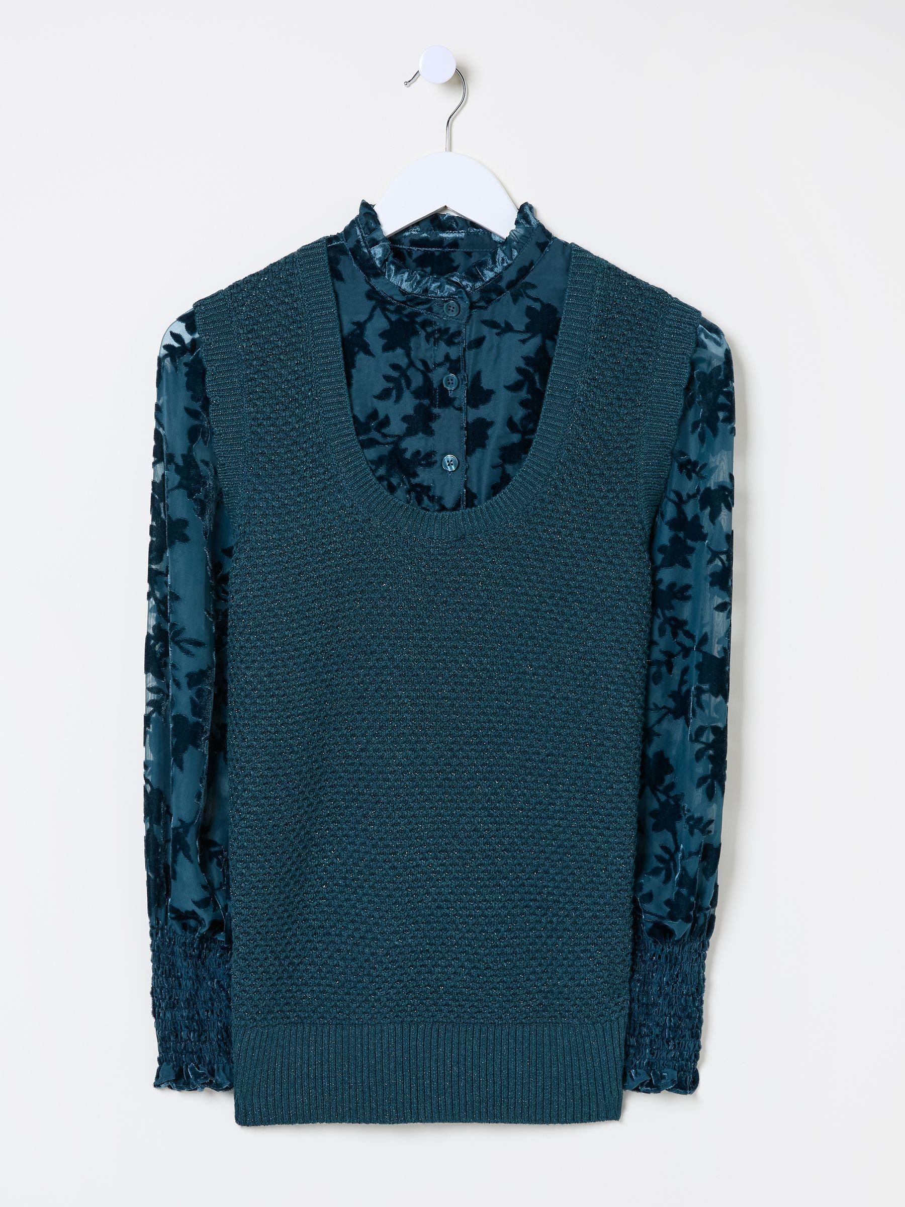 Dark Teal Hadley 2 in 1 Devore Jumper - Image 5 of 6