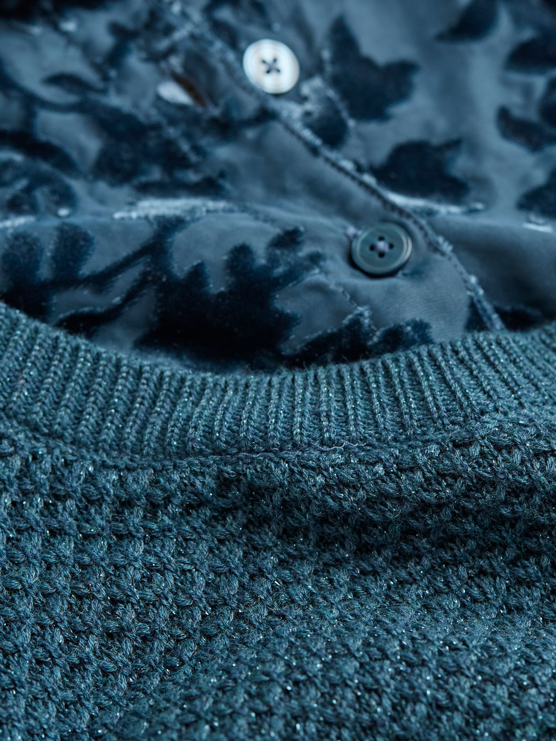 Dark Teal Hadley 2 in 1 Devore Jumper - Image 6 of 6