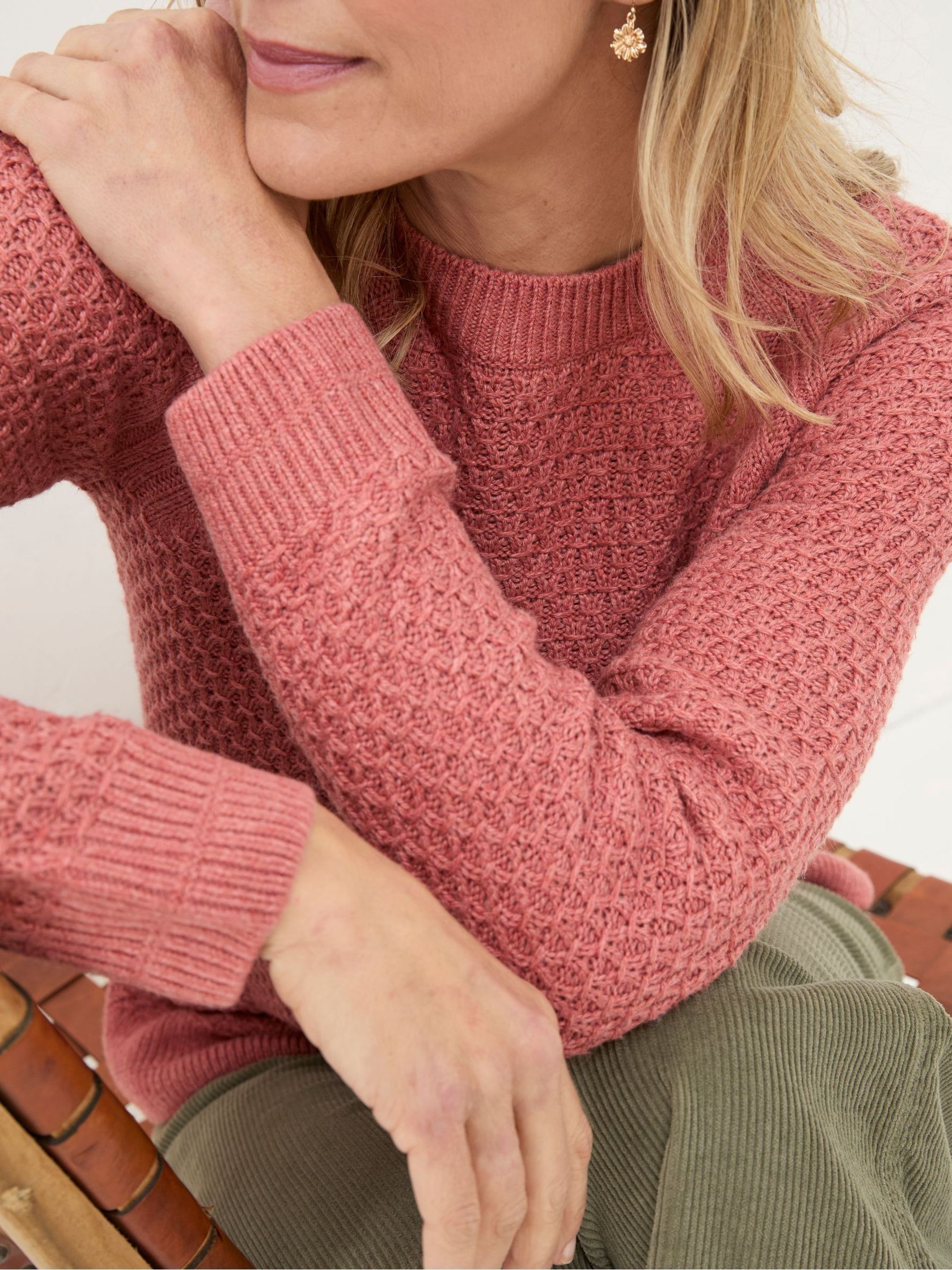 Ella Dusky Orange Textured Jumper - Image 3 of 4