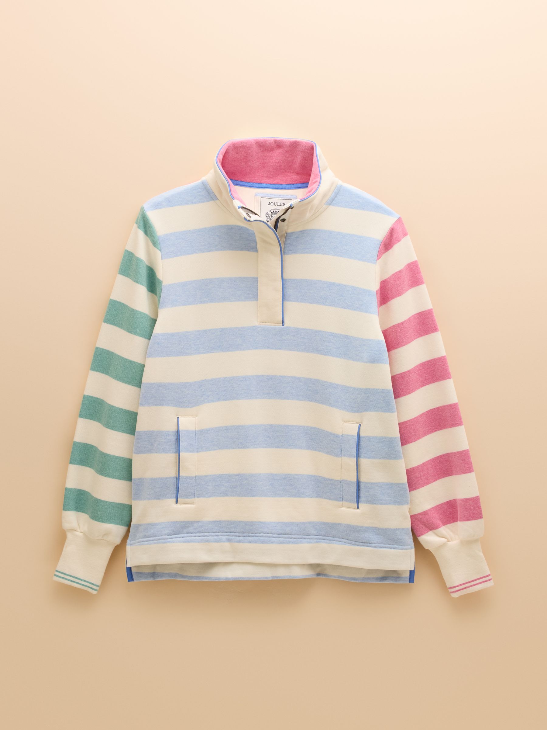 Burnham Blue/Creme Funnel Neck Quarter Zip Sweatshirt - Image 10 of 14