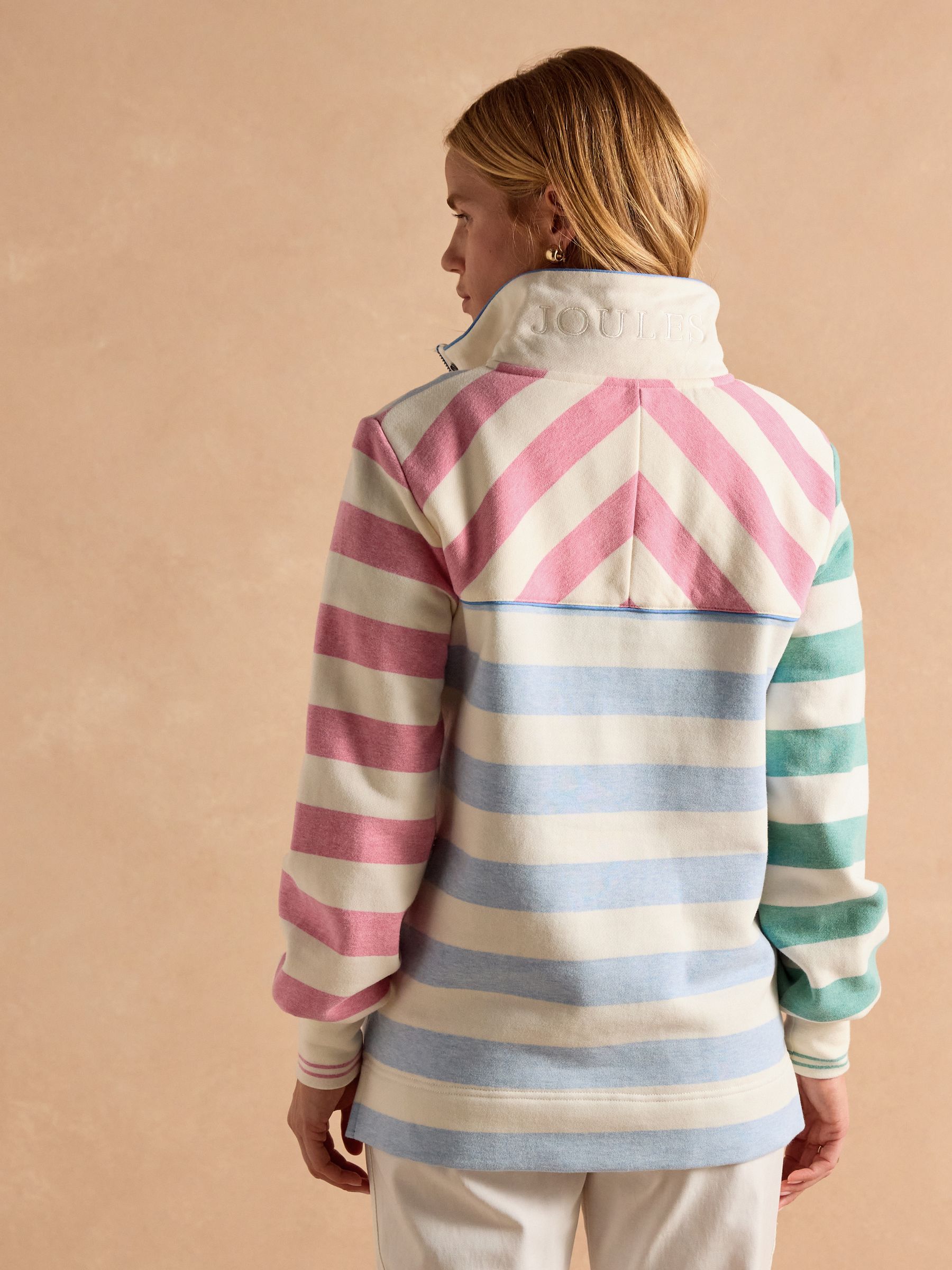 Burnham Blue/Creme Funnel Neck Quarter Zip Sweatshirt - Image 2 of 14