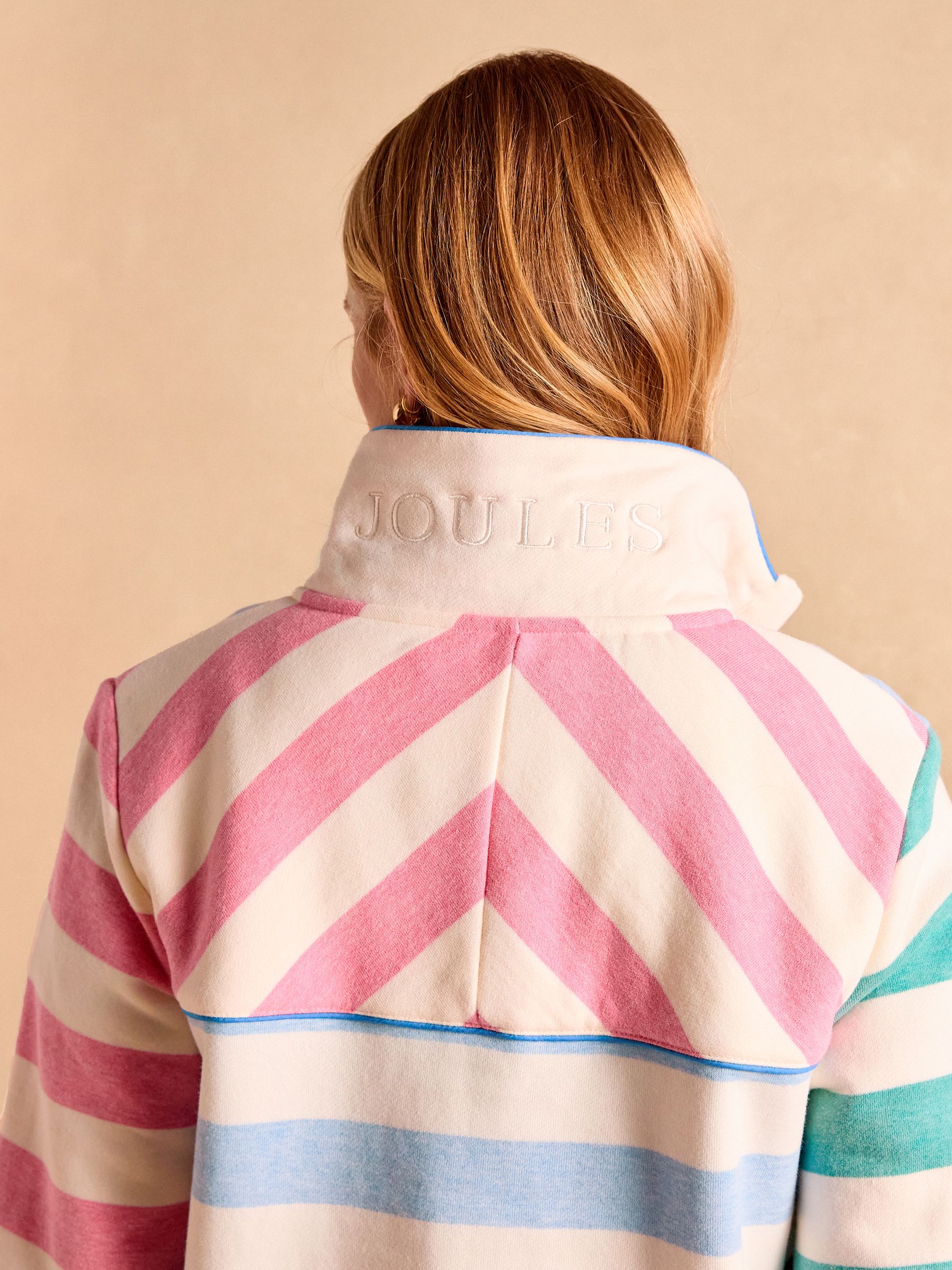 Burnham Blue/Creme Funnel Neck Quarter Zip Sweatshirt - Image 5 of 14