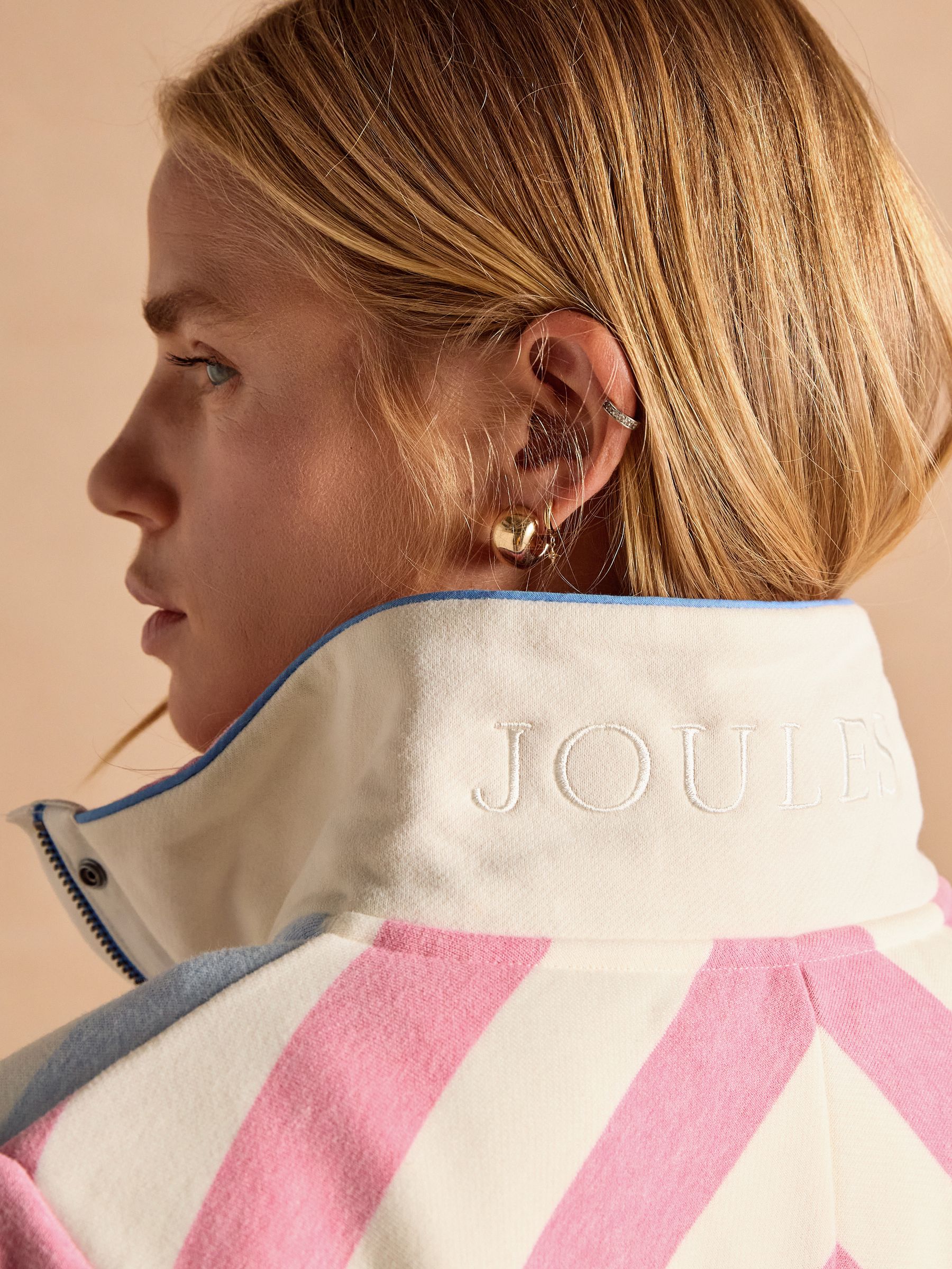 Burnham Blue/Creme Funnel Neck Quarter Zip Sweatshirt - Image 8 of 14