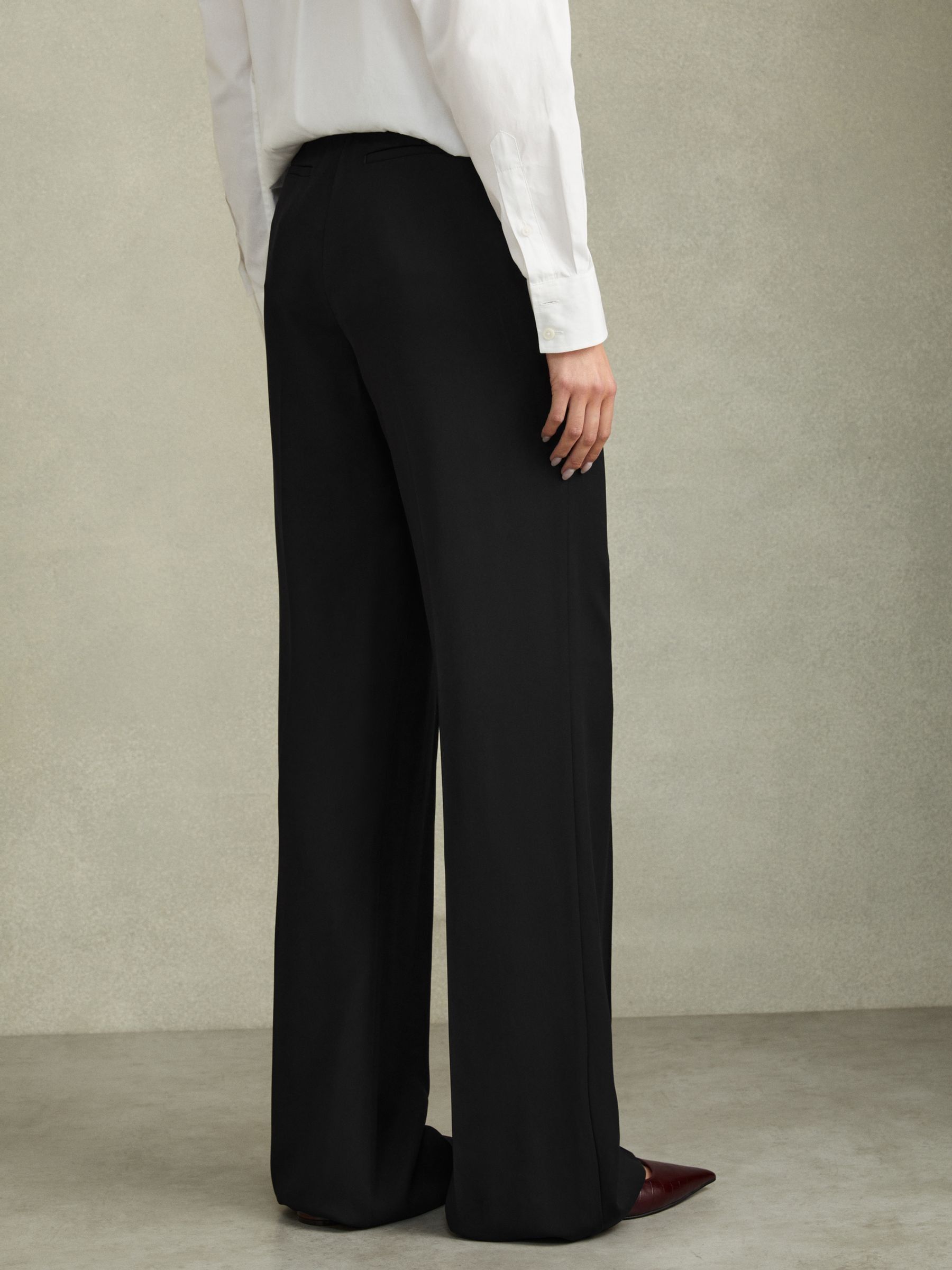 Fluid Wide Leg Trousers in Black - Image 4 of 6