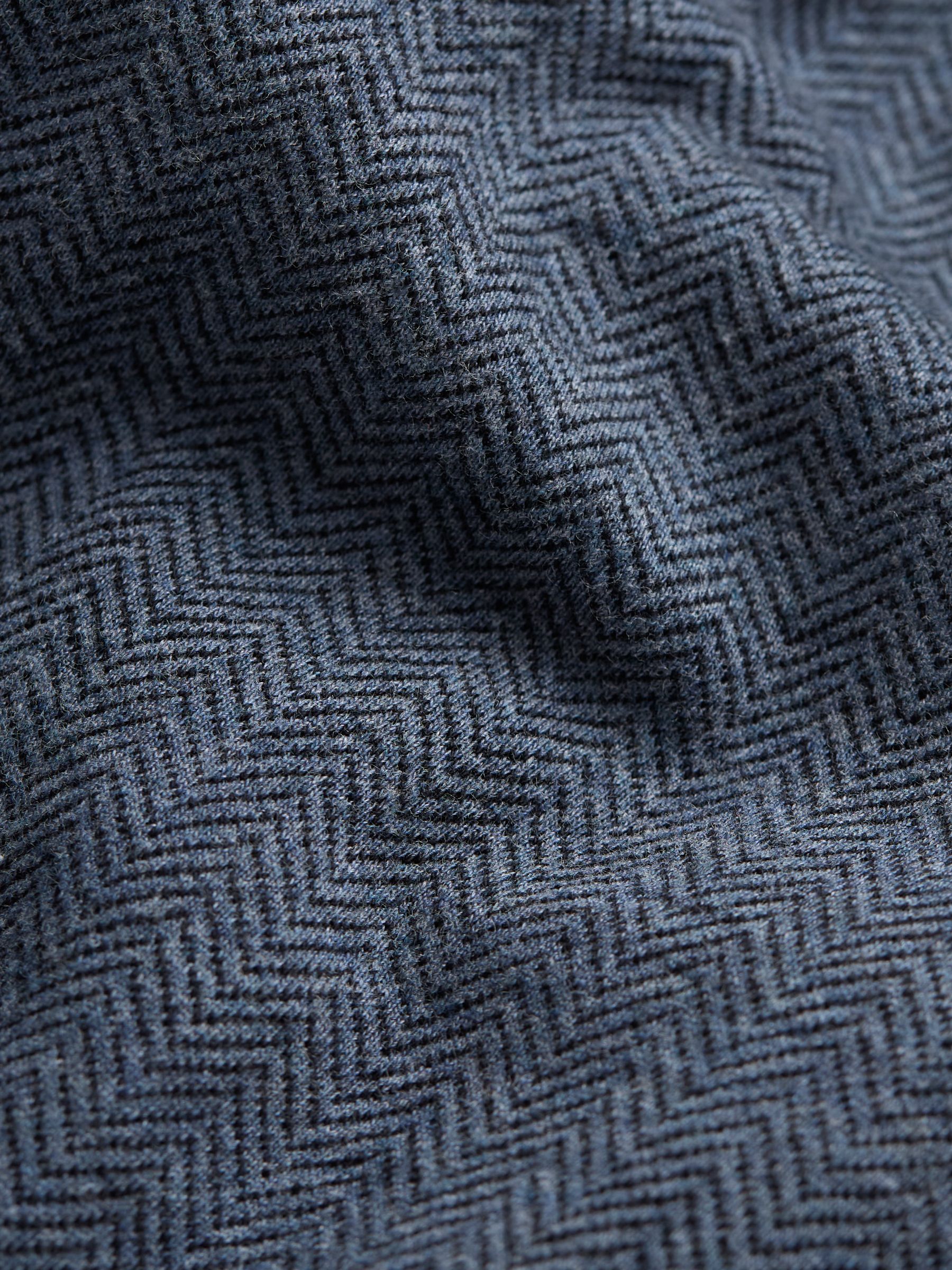 Navy Herringbone Long Sleeve Polo Shirt - Image 8 of 8