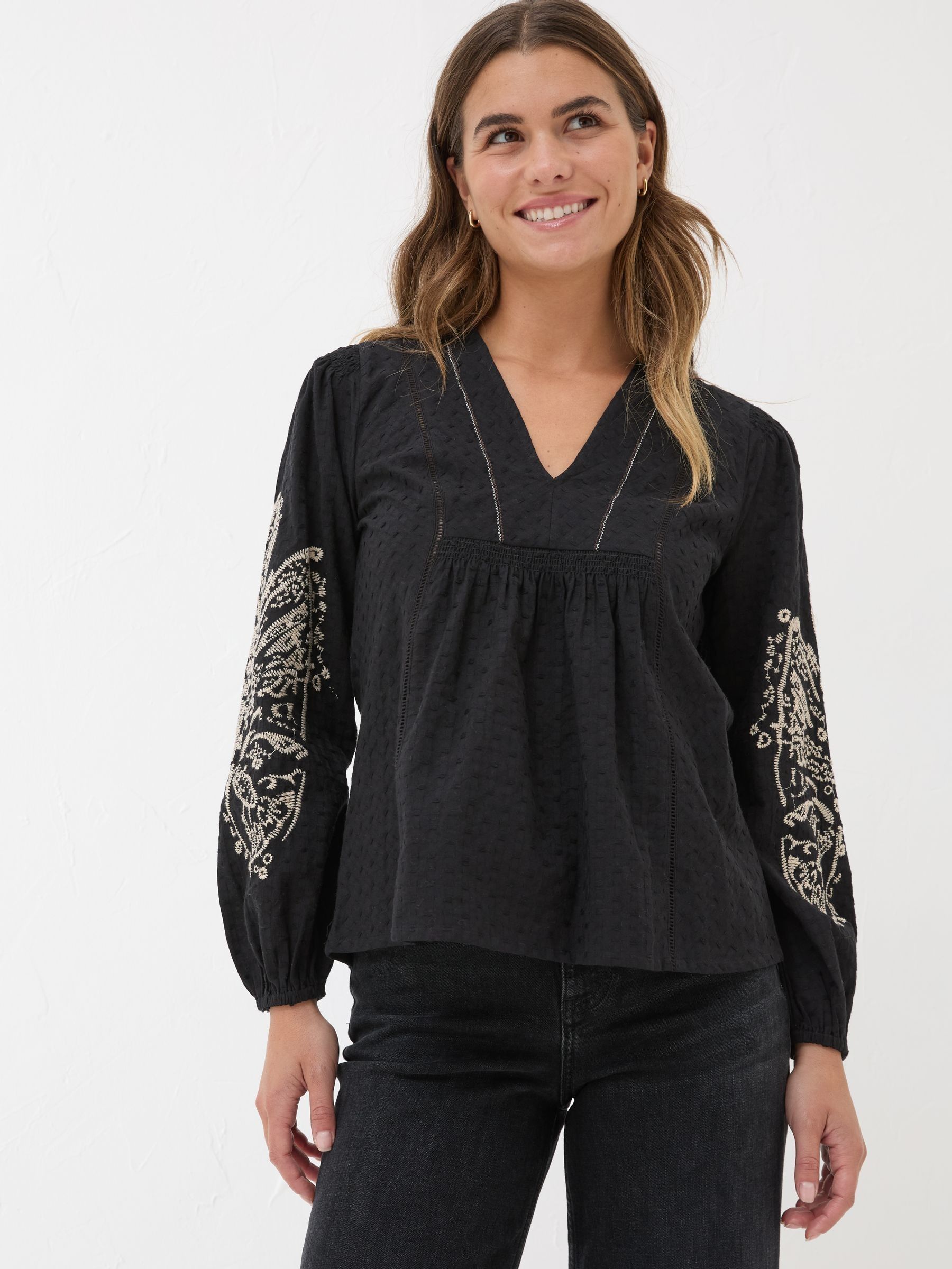 Black Lara Detail Blouse - Image 1 of 6