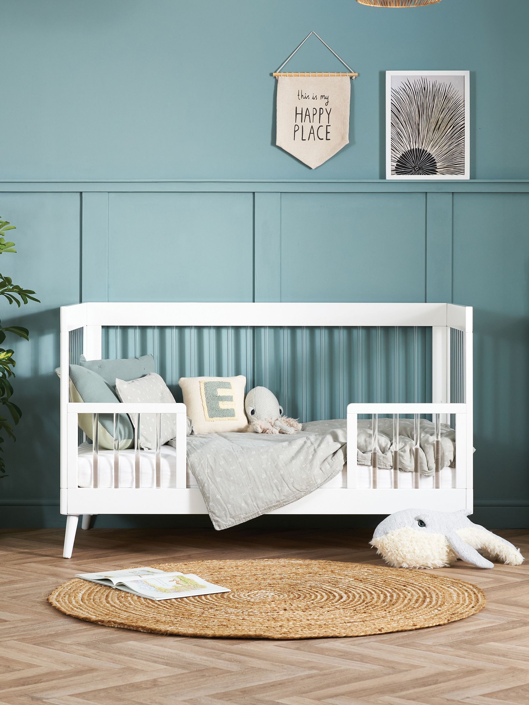 Obaby White with Acrylic Maya Nursery Cot Bed - Image 2 of 6