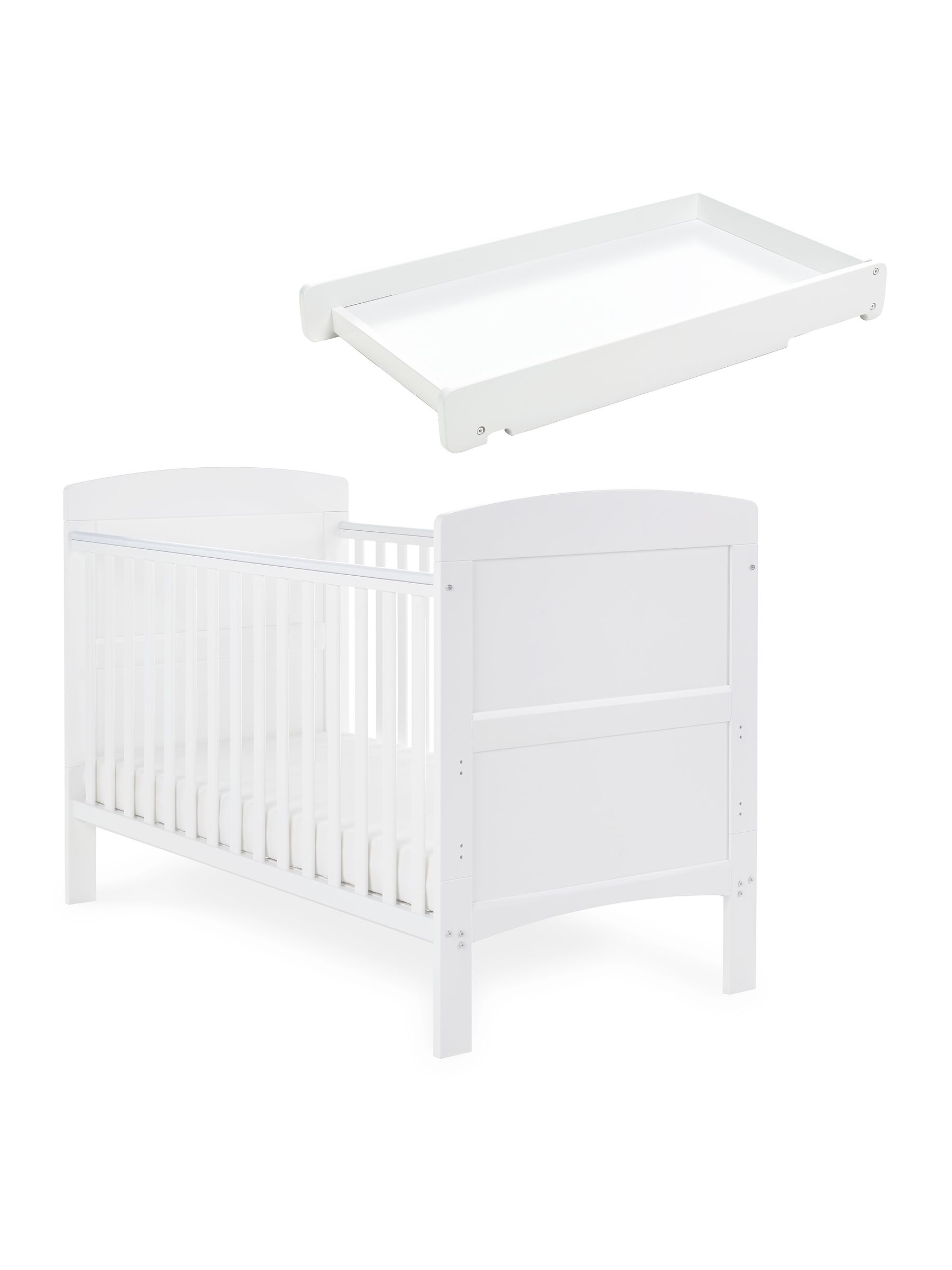 Obaby White Grace Cot Bed, Cot Top Changer and Fibre Mattress - Image 2 of 5