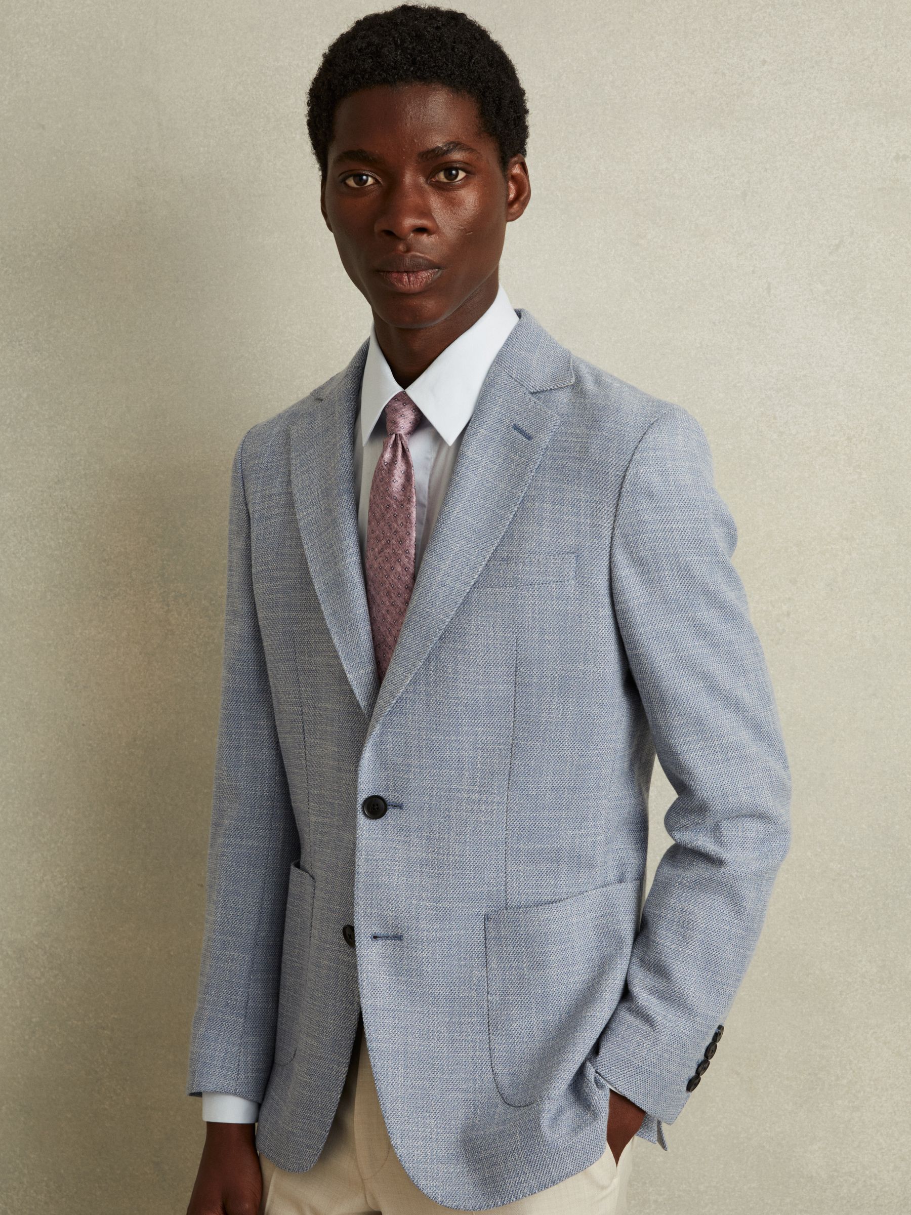 Silk Geometric Print Tie in Dusty Pink - Image 2 of 5