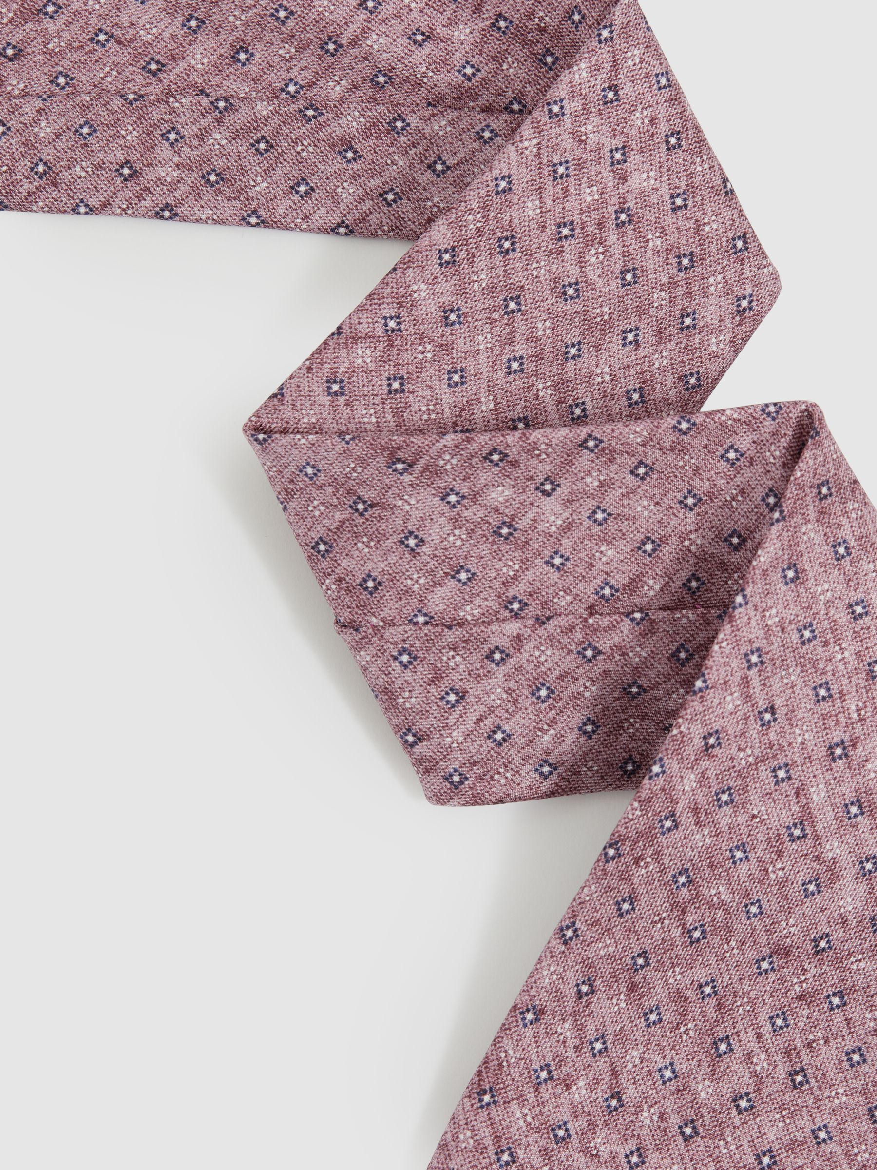 Silk Geometric Print Tie in Dusty Pink - Image 2 of 4