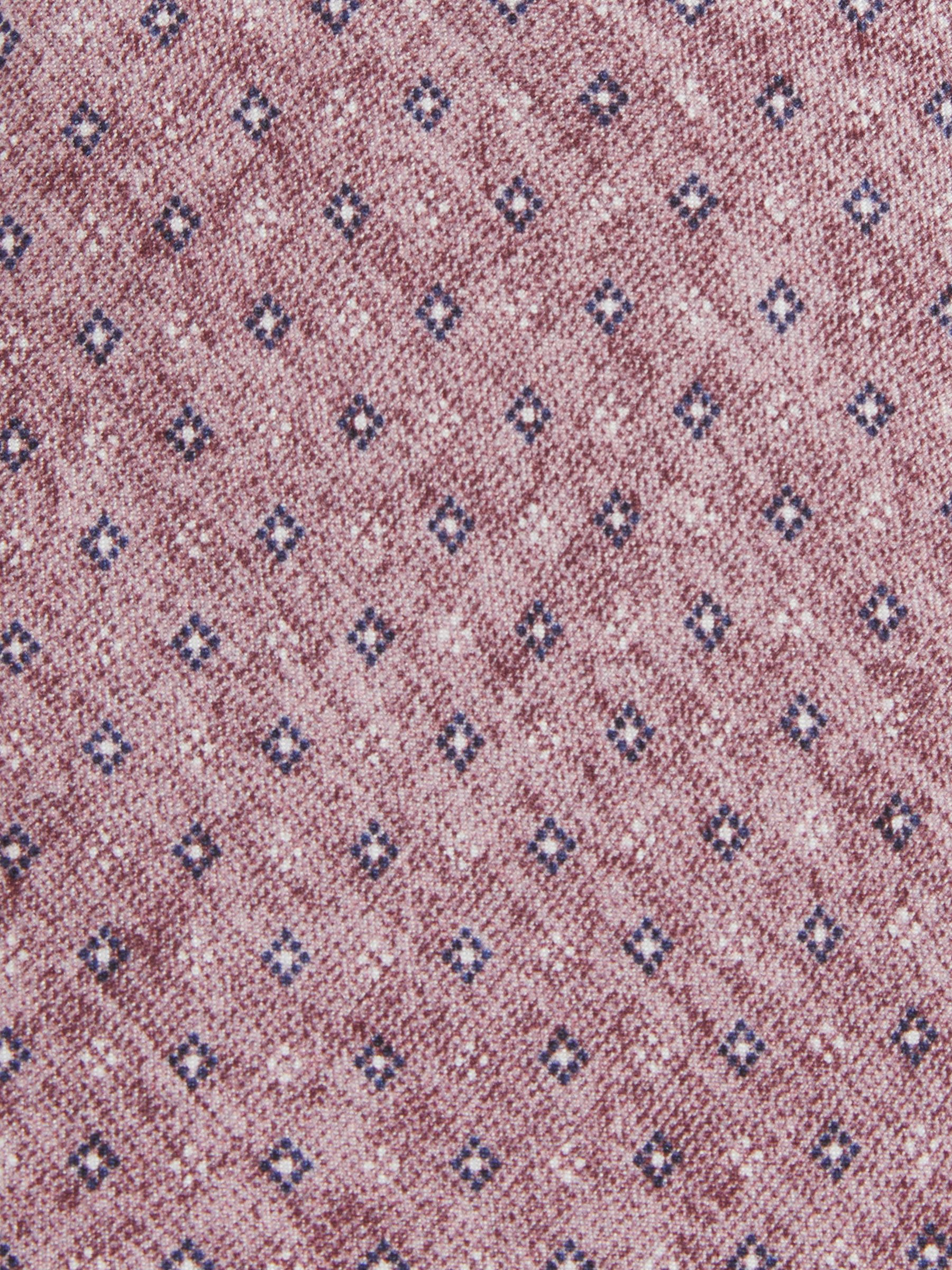 Silk Geometric Print Tie in Dusty Pink - Image 4 of 4