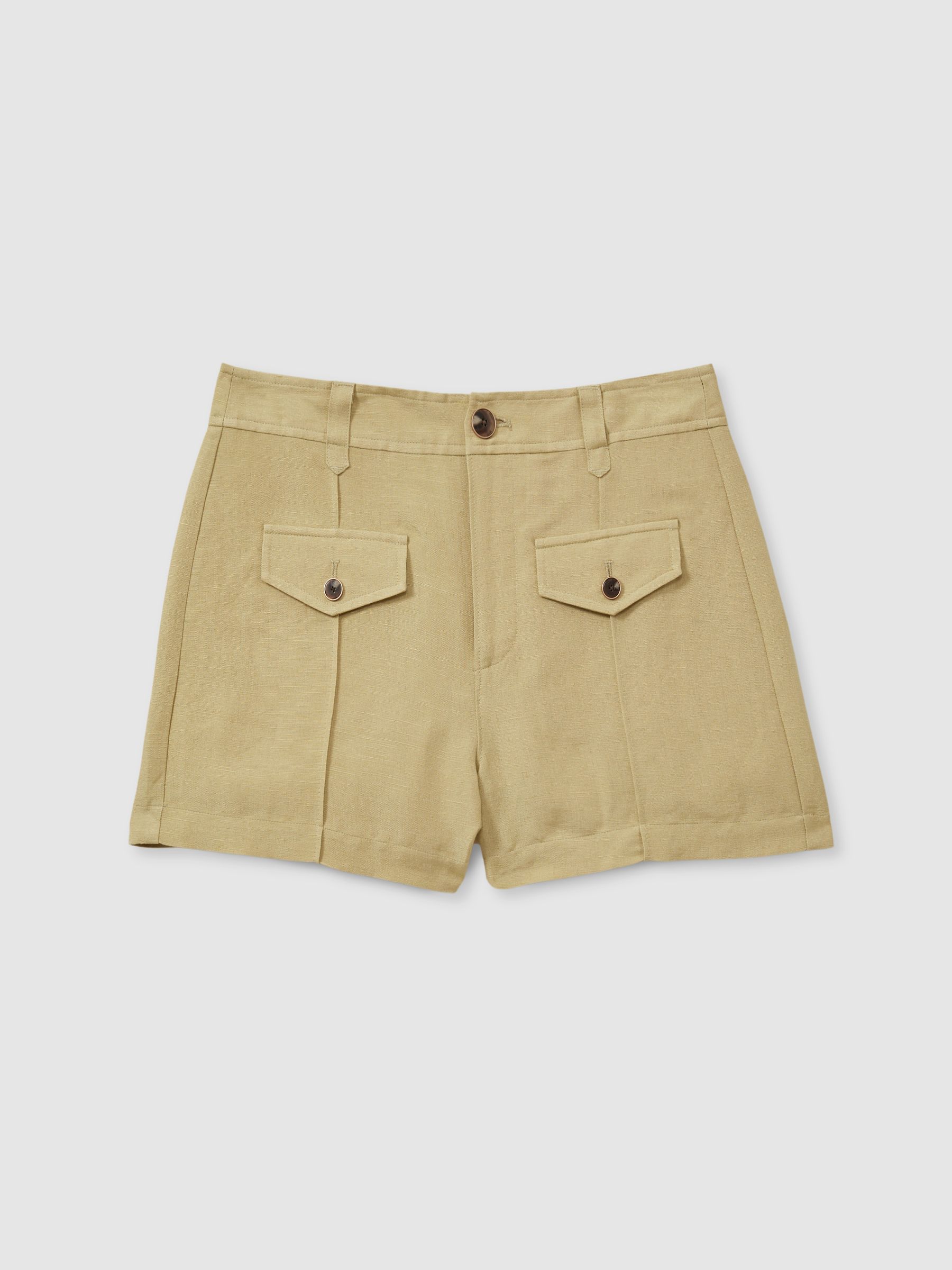 Brittane Olive Paige Linen Blend High Rise Suit Shorts - Image 2 of 5