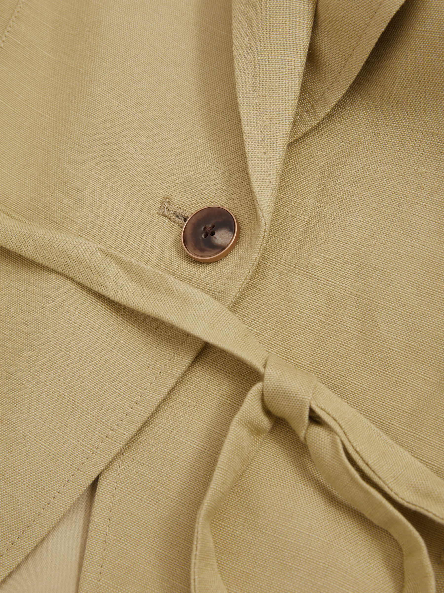 Genova Olive Paige Linen Blend Belted Single Breasted Suit Blazer - Image 5 of 5