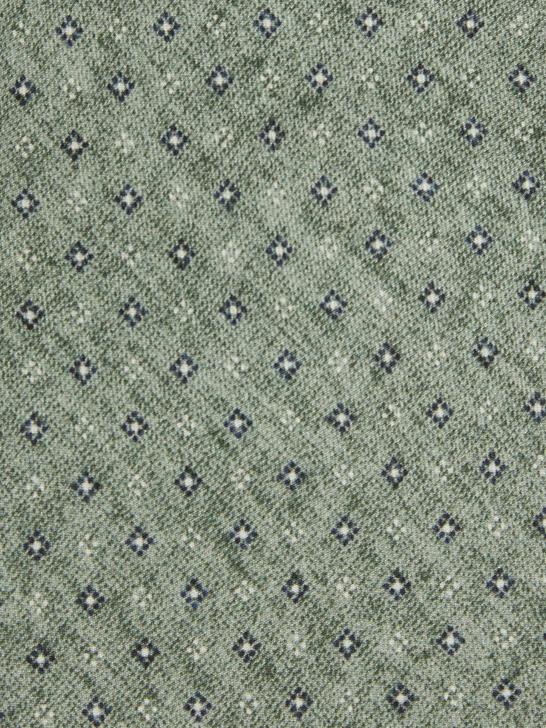 Silk Geometric Print Tie in Soft Sage - Image 4 of 4