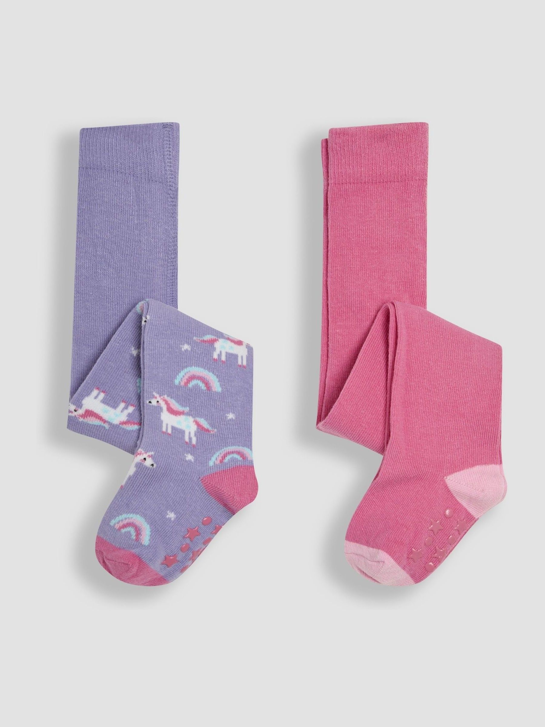 Pink Cotton Rich Unicorn Tights 2 Pack - Image 1 of 4