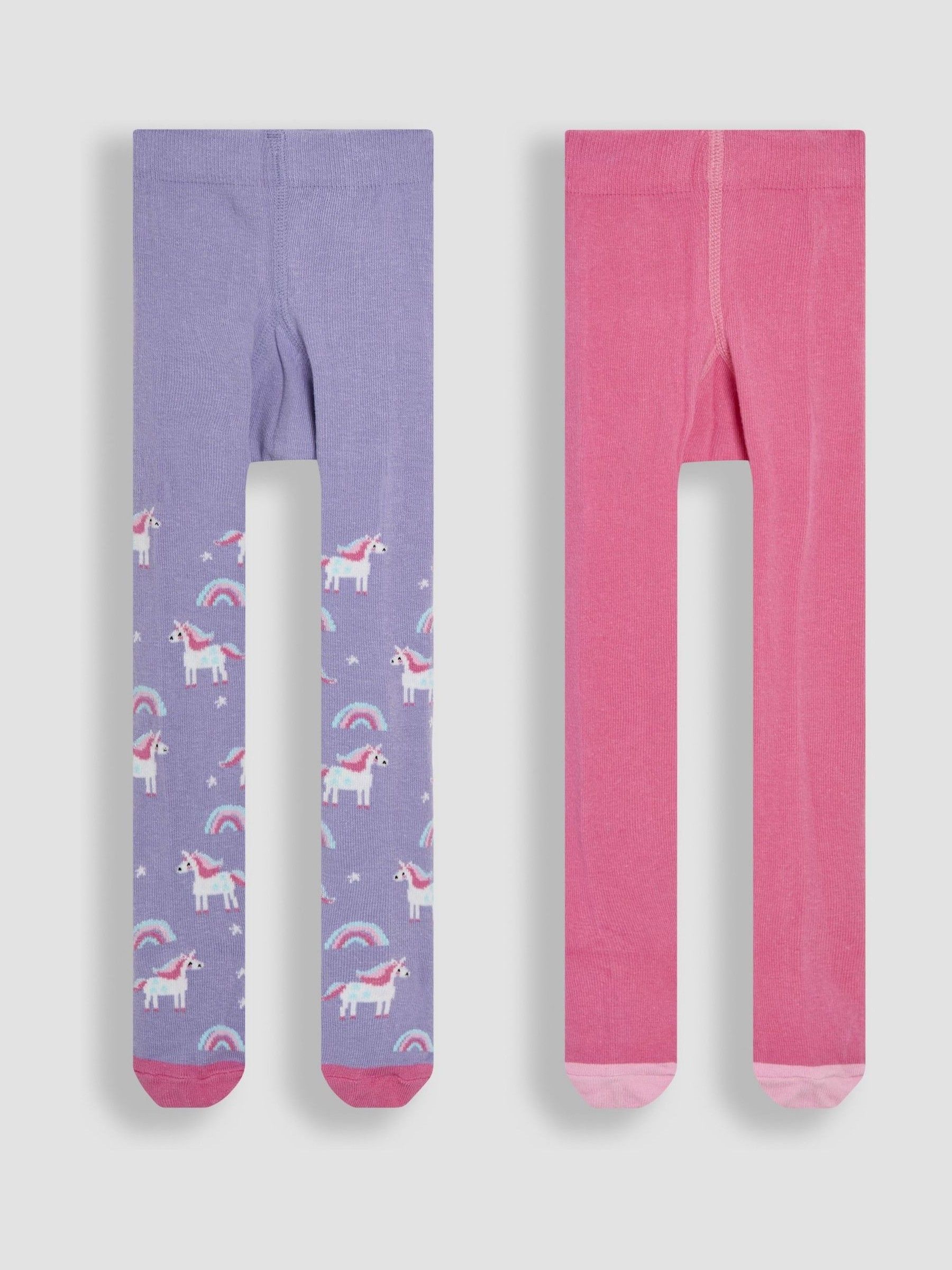 Pink Cotton Rich Unicorn Tights 2 Pack - Image 2 of 4