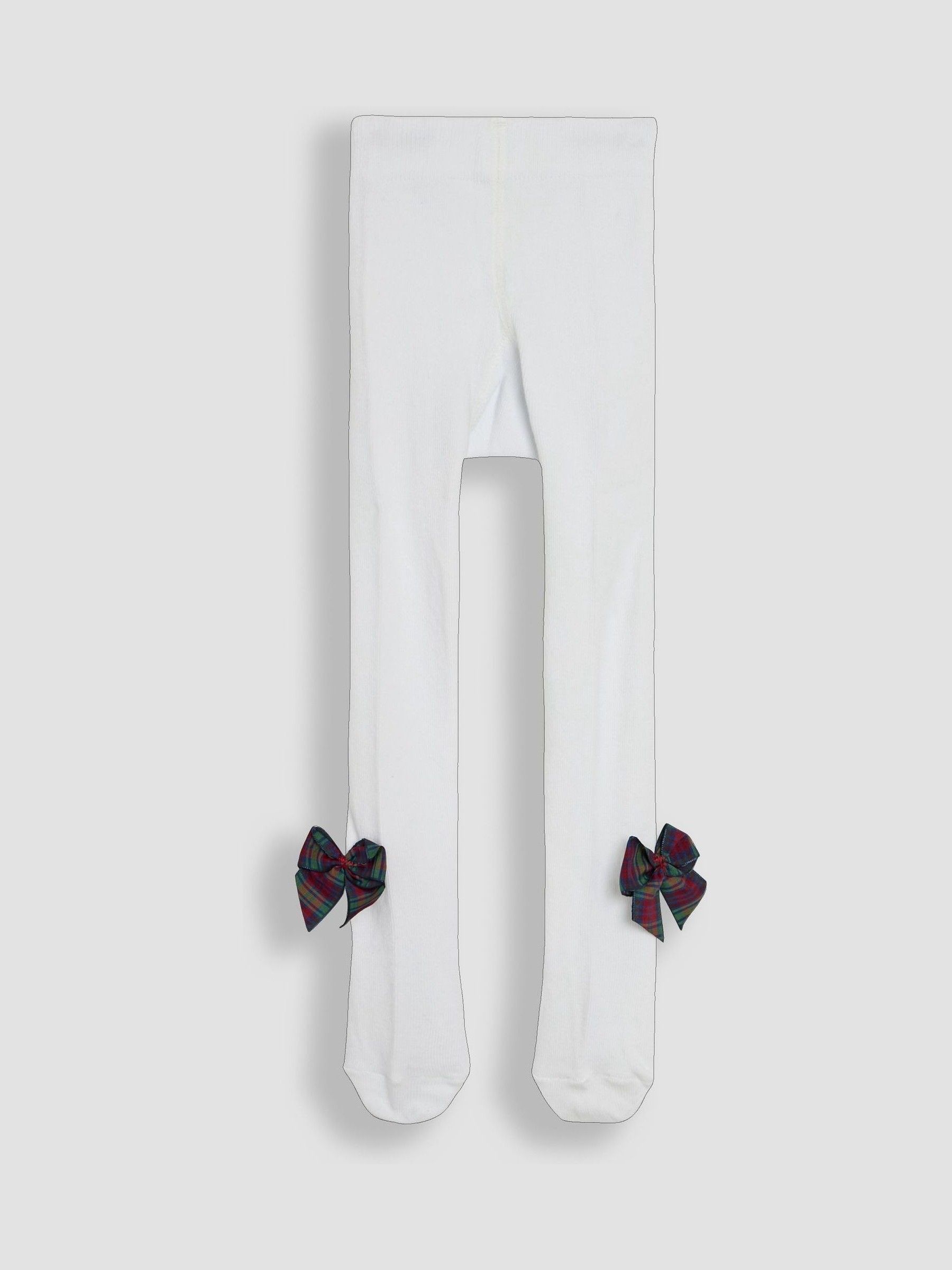 White Tartan Cotton Rich Tight With Bows - Image 2 of 3