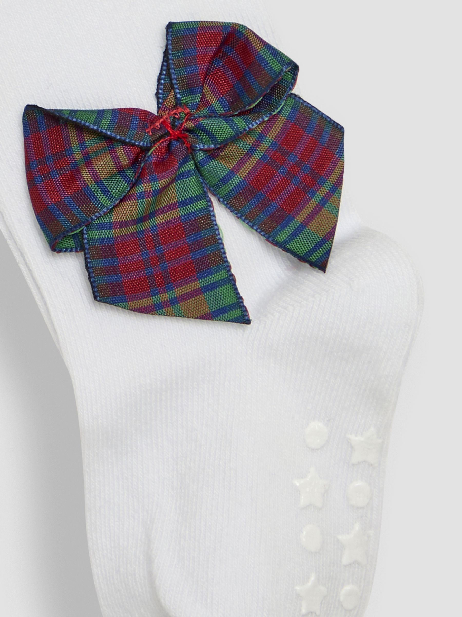 White Tartan Cotton Rich Tight With Bows - Image 3 of 3