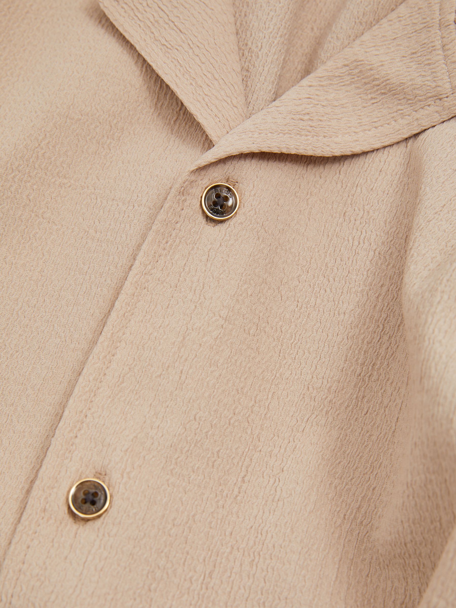 Textured Crepe Cuban Collar Shirt in Oatmeal - image 5