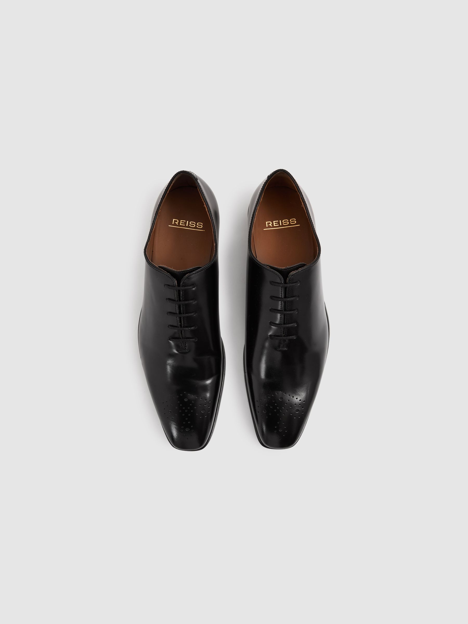 Leather Brogue Detail Lace-Up Shoes in Black - Image 3 of 5